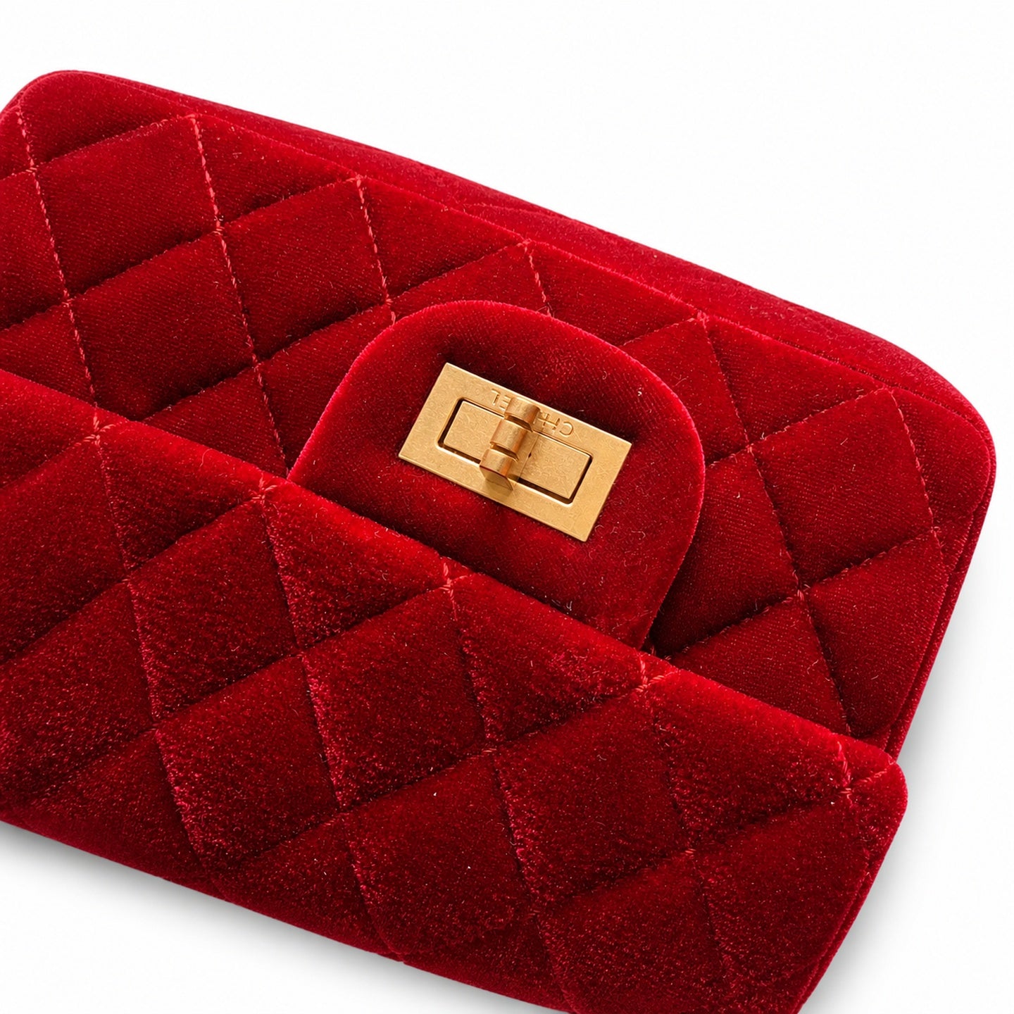 Chanel Mini Silk Velvet Tweed Leather Black Red Gold Charm