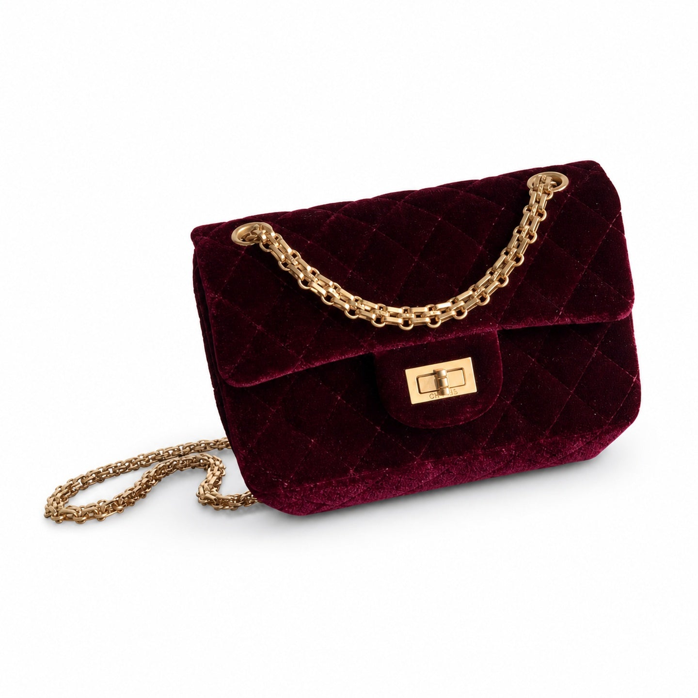 Chanel Mini Silk Velvet Tweed Leather Black Gold Burgundy Charm