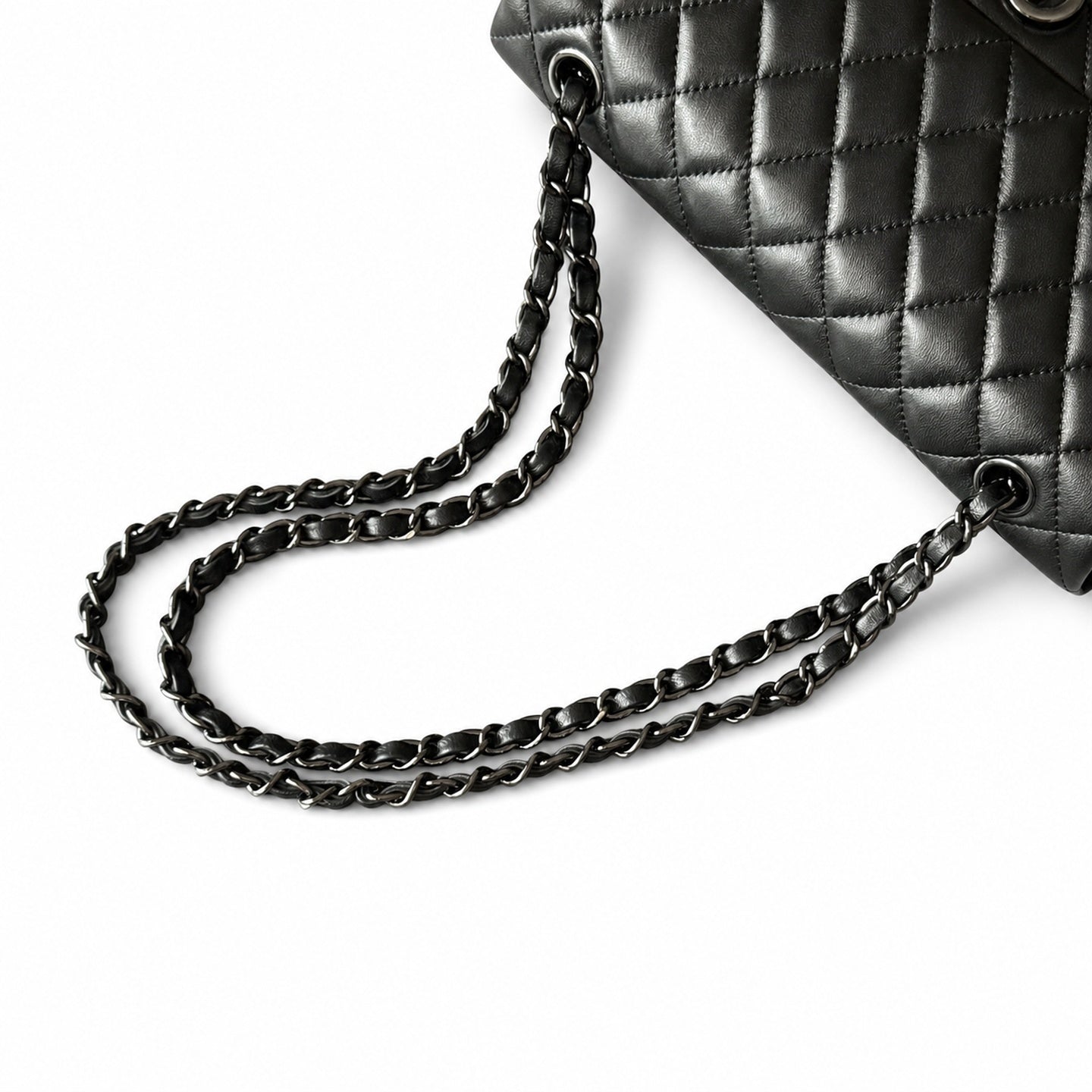 Chanel 2.55 Leather White Gold Charm