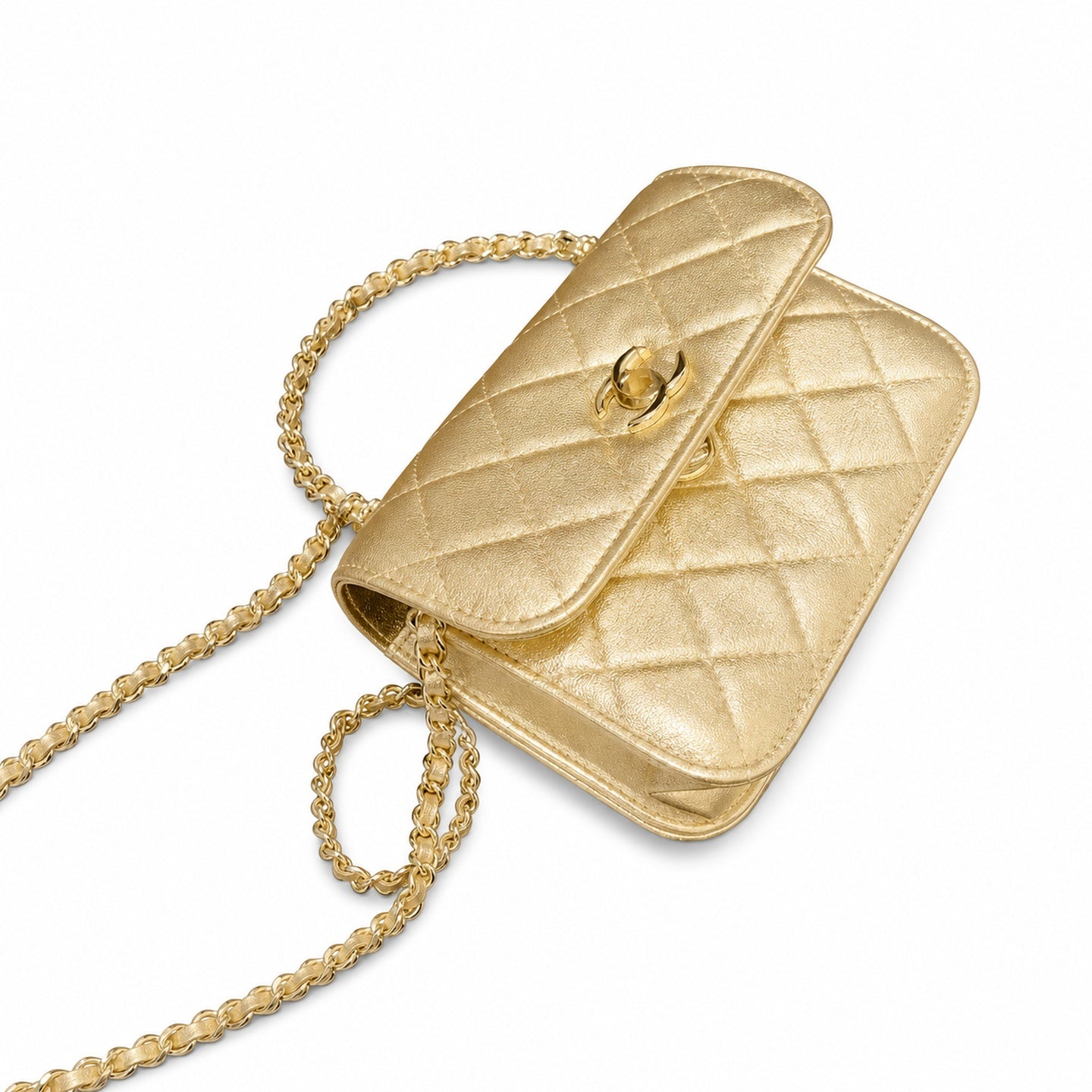 Chanel Mini Leather Black Gold Chain Bag
