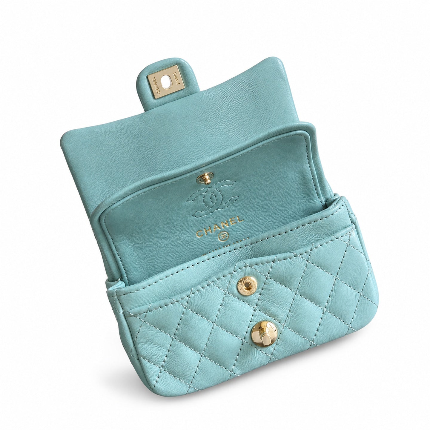 Chanel Mini Leather White Red Blue Pink Gold Charm