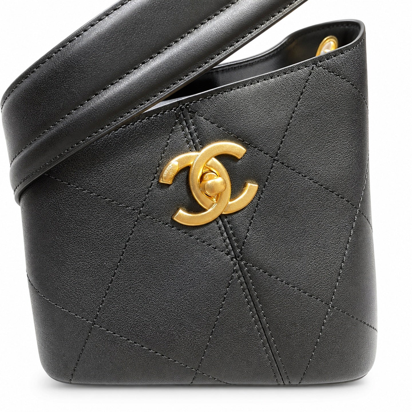 Chanel Suede Leather Black Gold Tote Bag