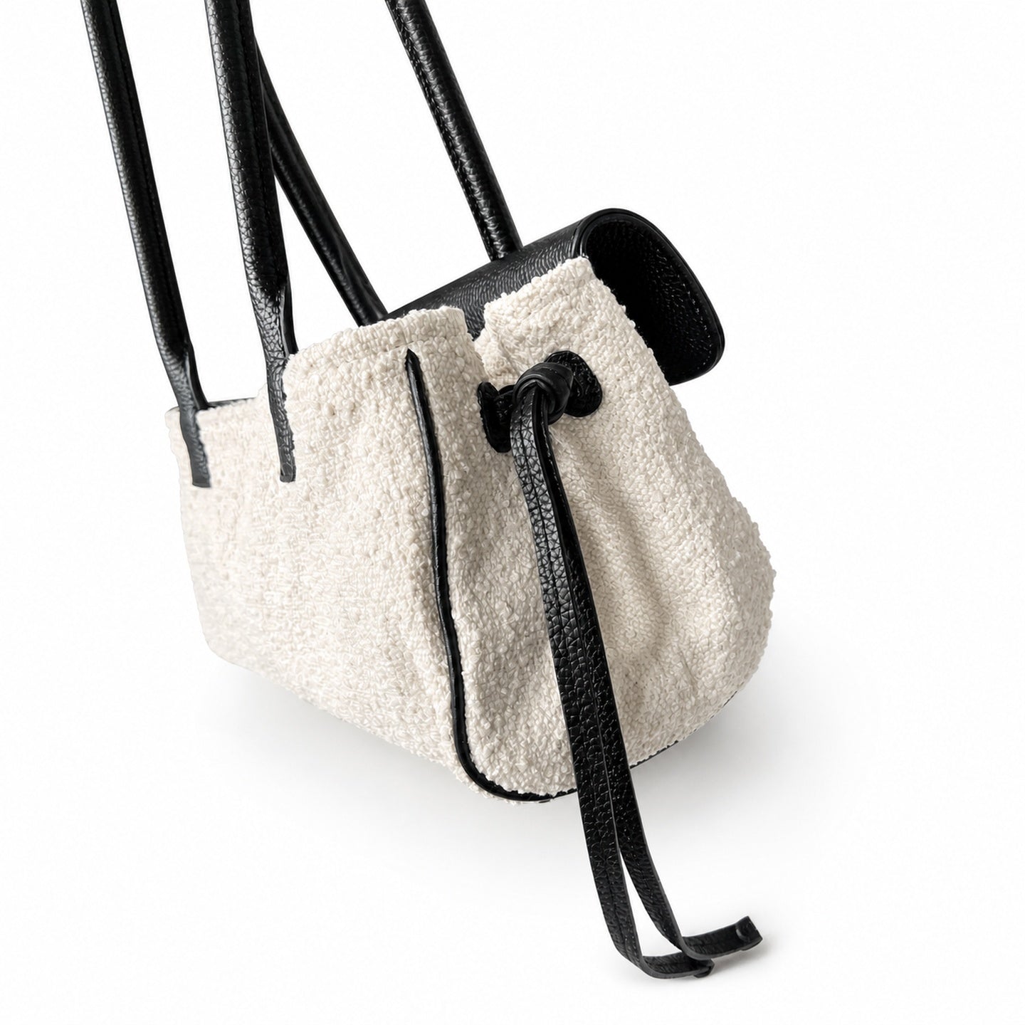 Chanel Large Wool Leather Black White Gold Tote Bag