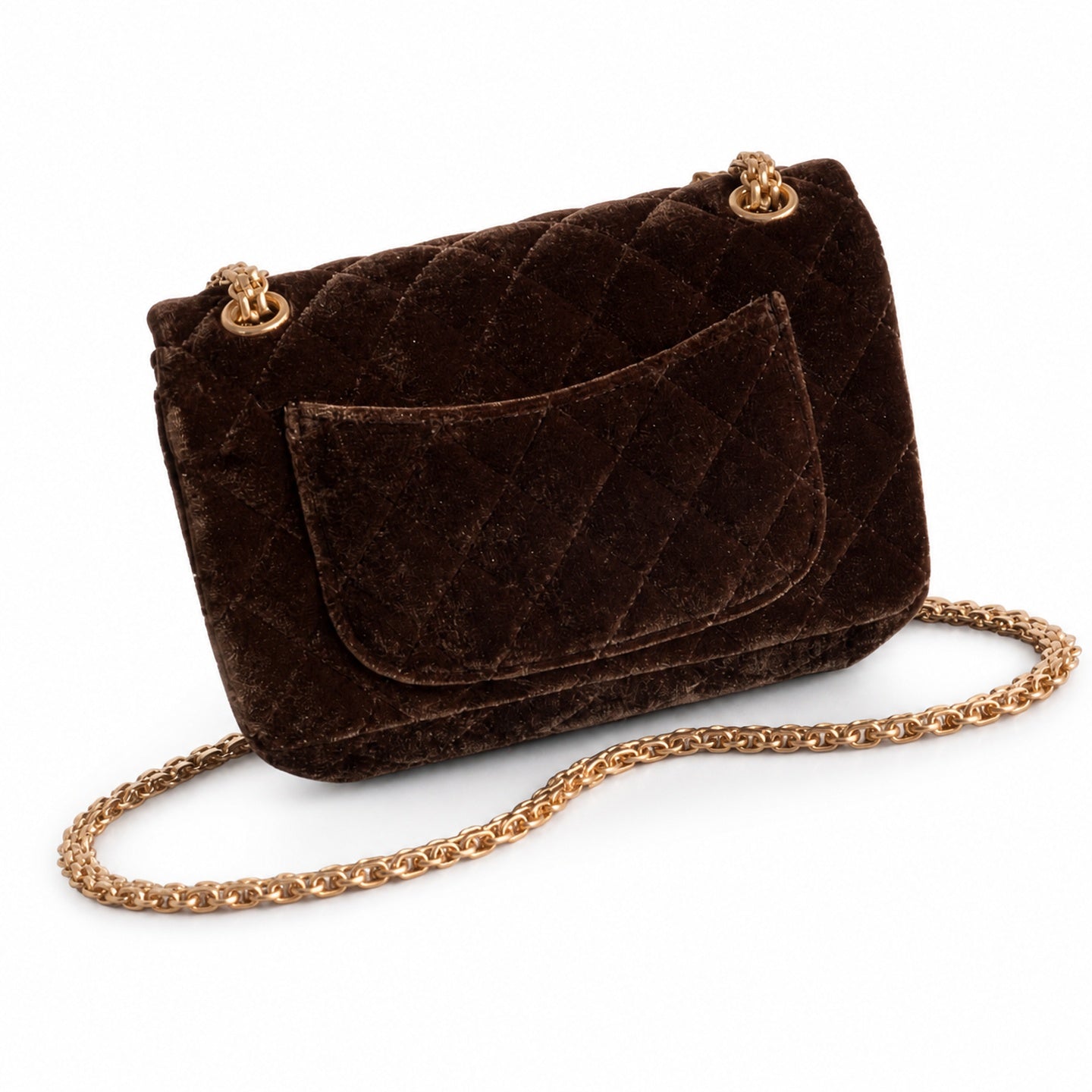 Chanel Mini Silk Velvet Tweed Leather Black Brown Gold Charm