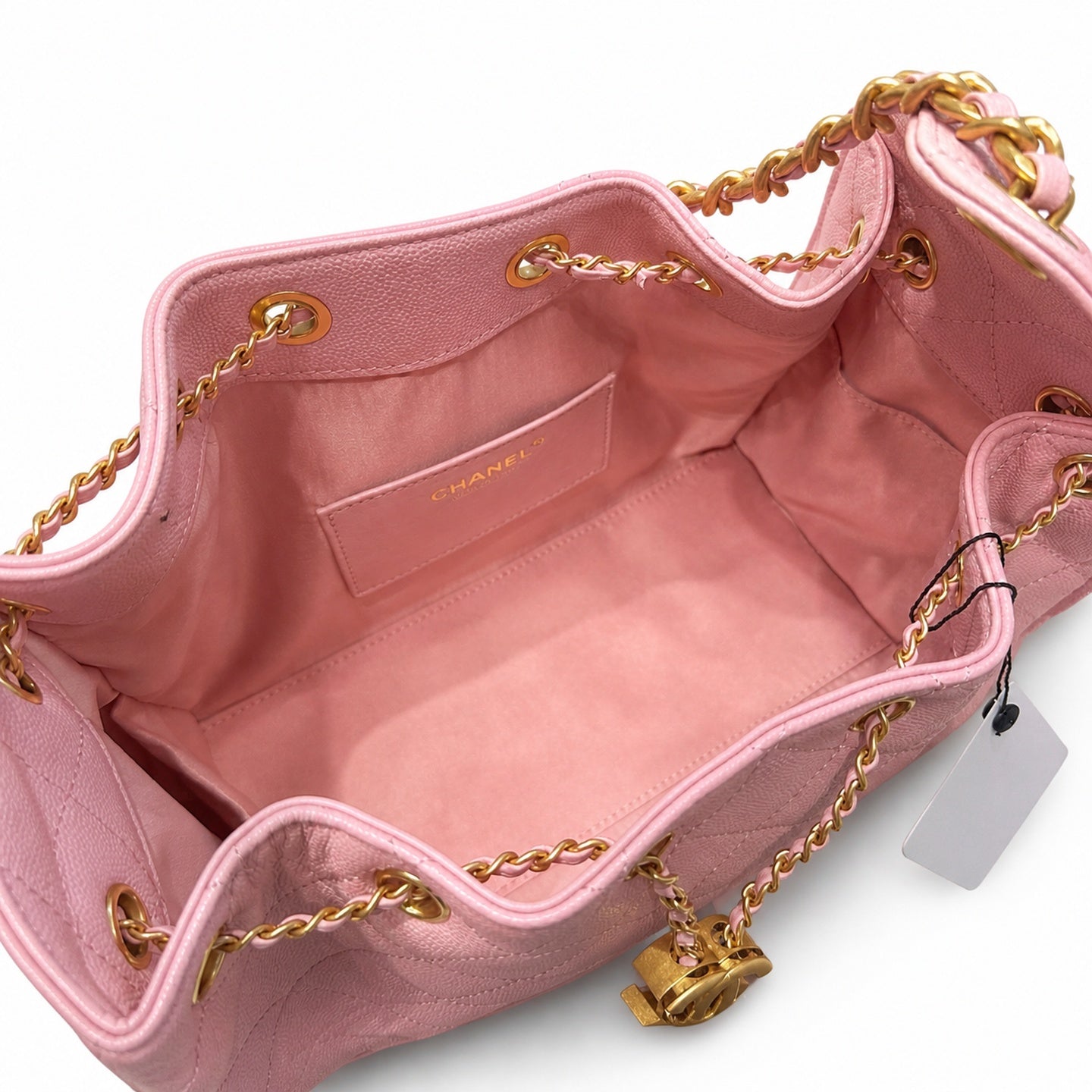 Chanel Small Leather Black Pink Gold Bag
