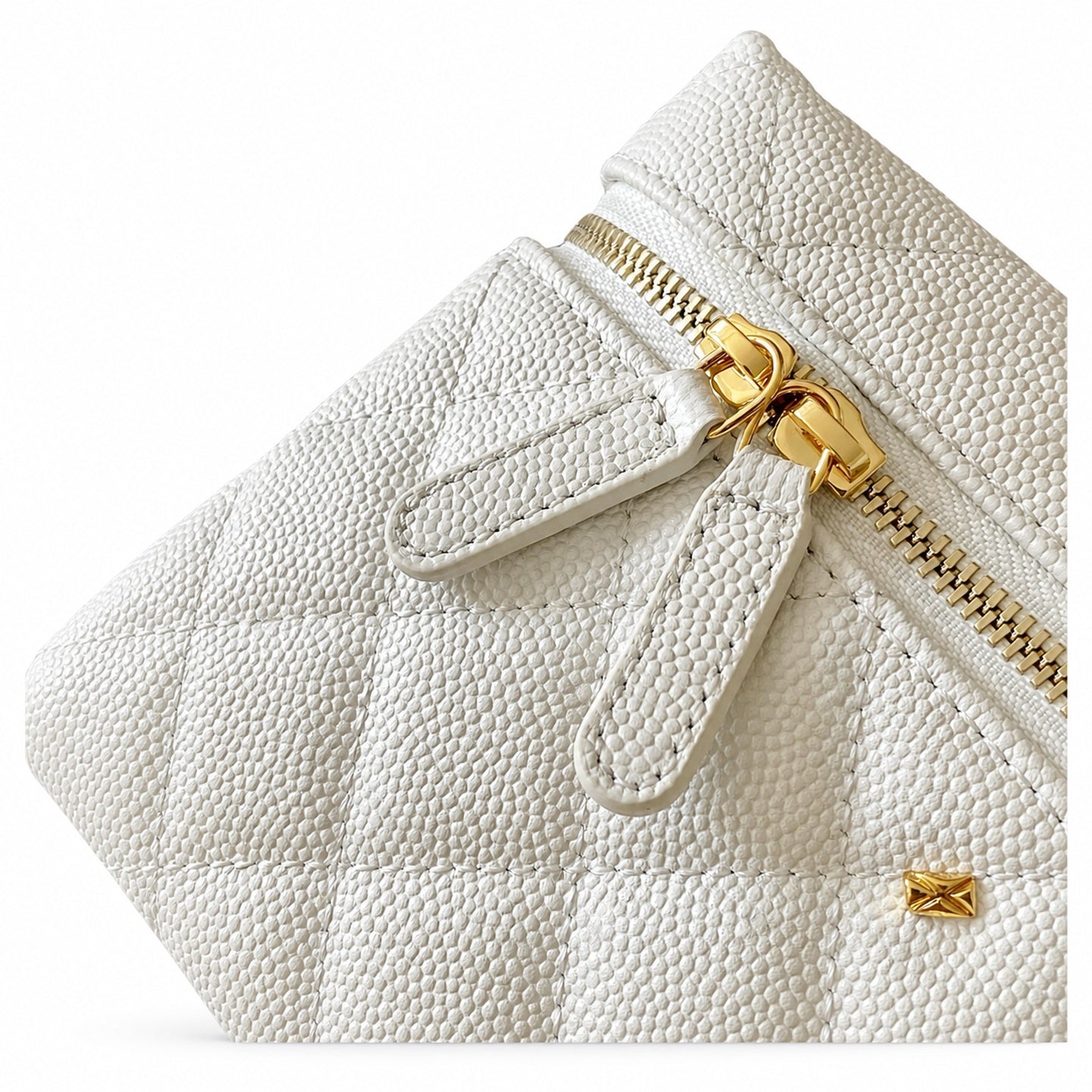 Chanel Small Leather White Gold Bag
