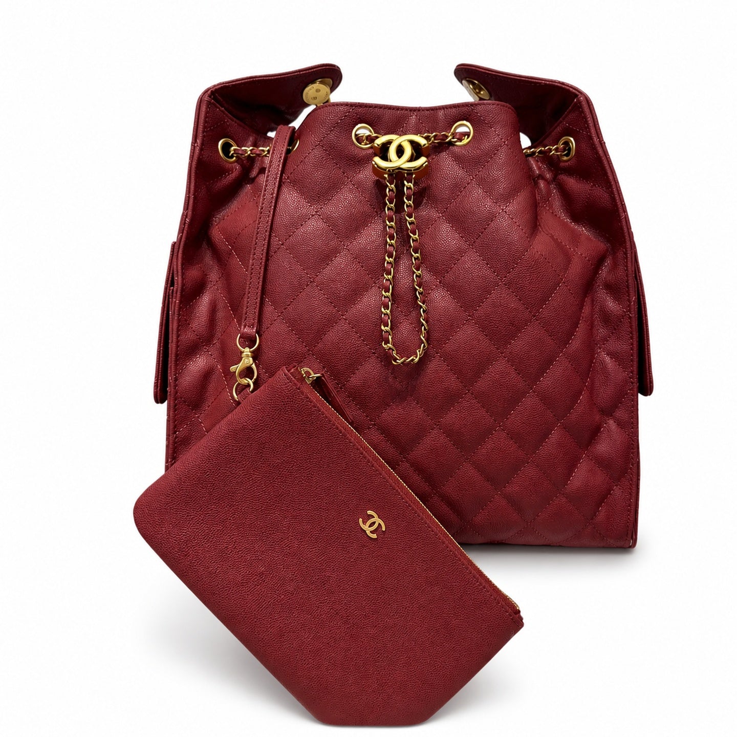 Chanel Small Denim Leather Yellow Gold Bag