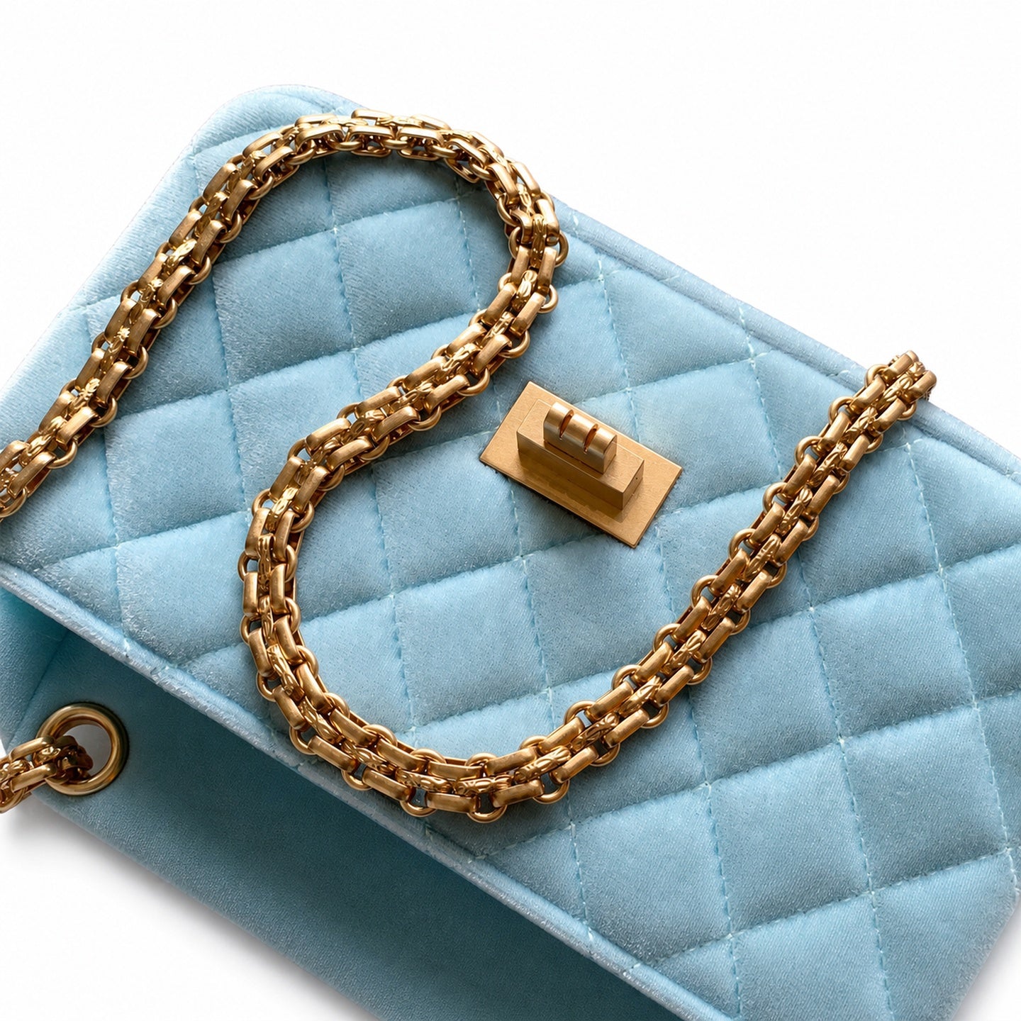 Chanel Mini Silk Velvet Tweed Leather Black Blue Gold Charm