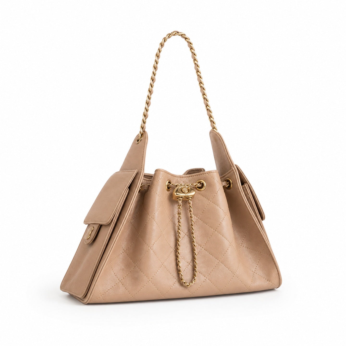 Chanel Small Leather Gold Shopping Bag
