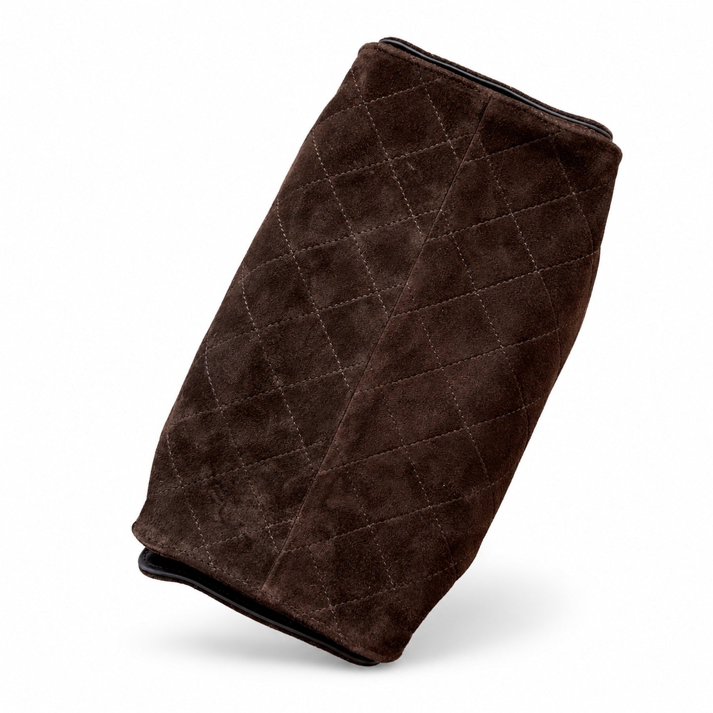 Chanel Suede Check Brown Gold Bag