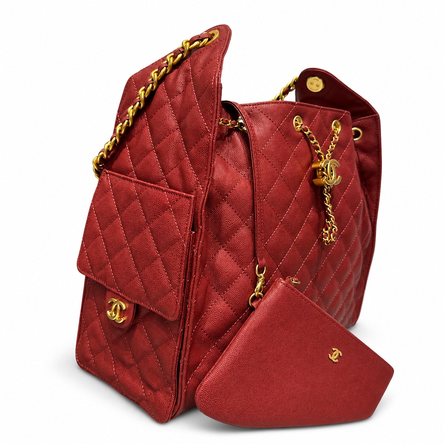 Chanel Small Denim Leather Yellow Gold Bag