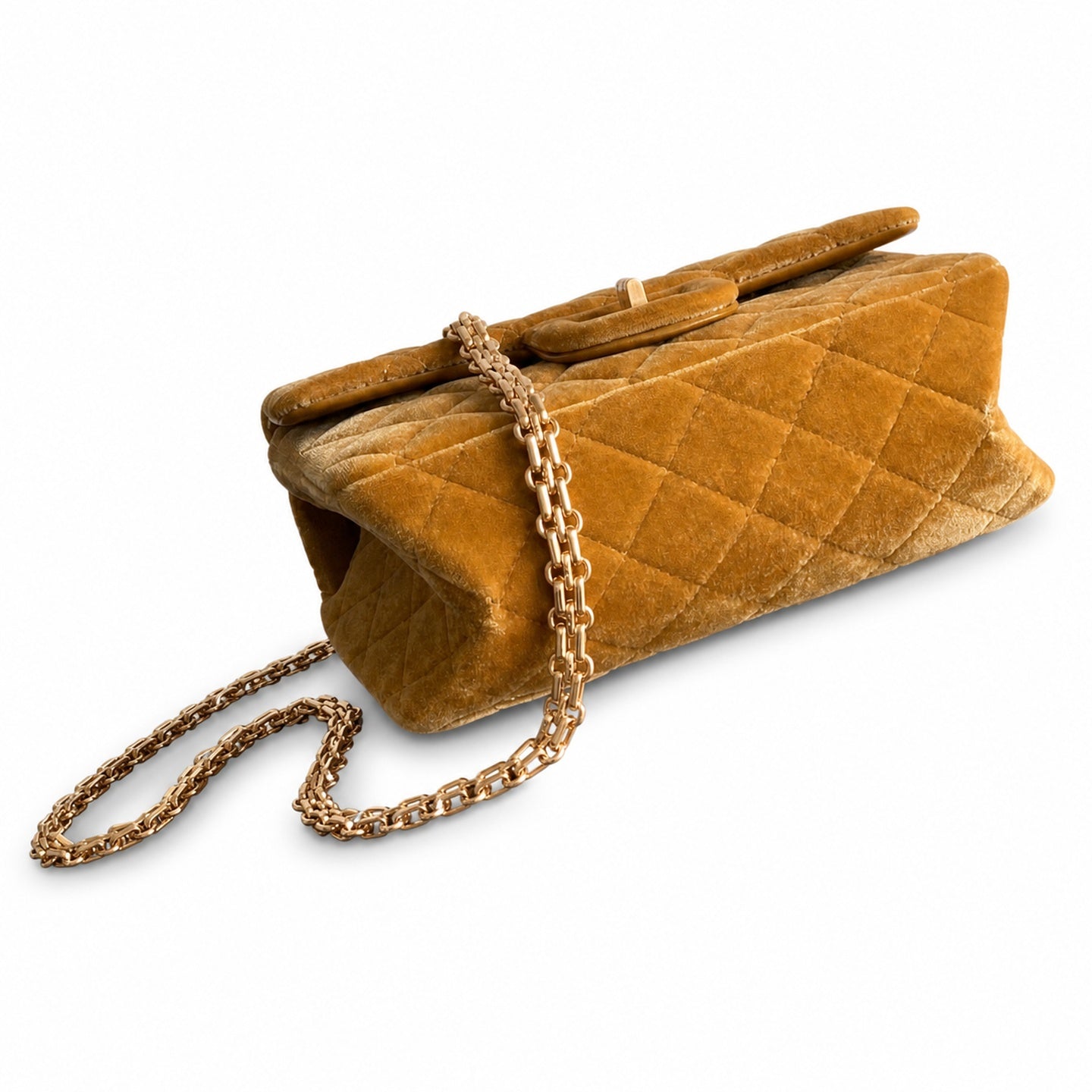 Chanel Mini Silk Velvet Tweed Leather Black Yellow Gold Charm