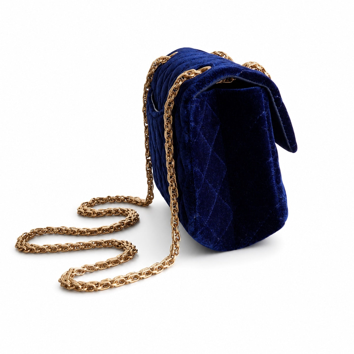 Chanel Mini Silk Velvet Tweed Leather Black Purple Gold Charm