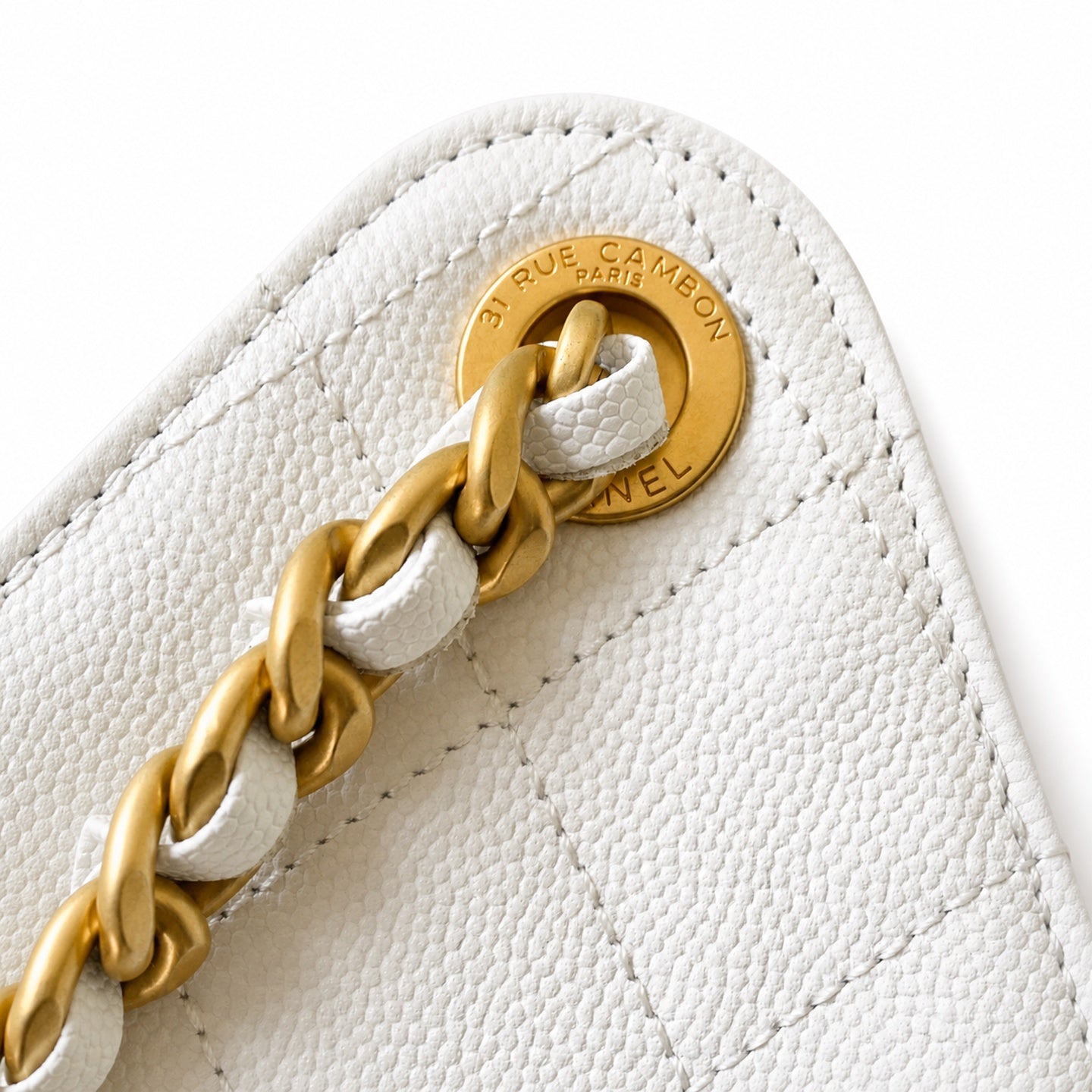 Chanel Medium Leather Black White Gold Bag