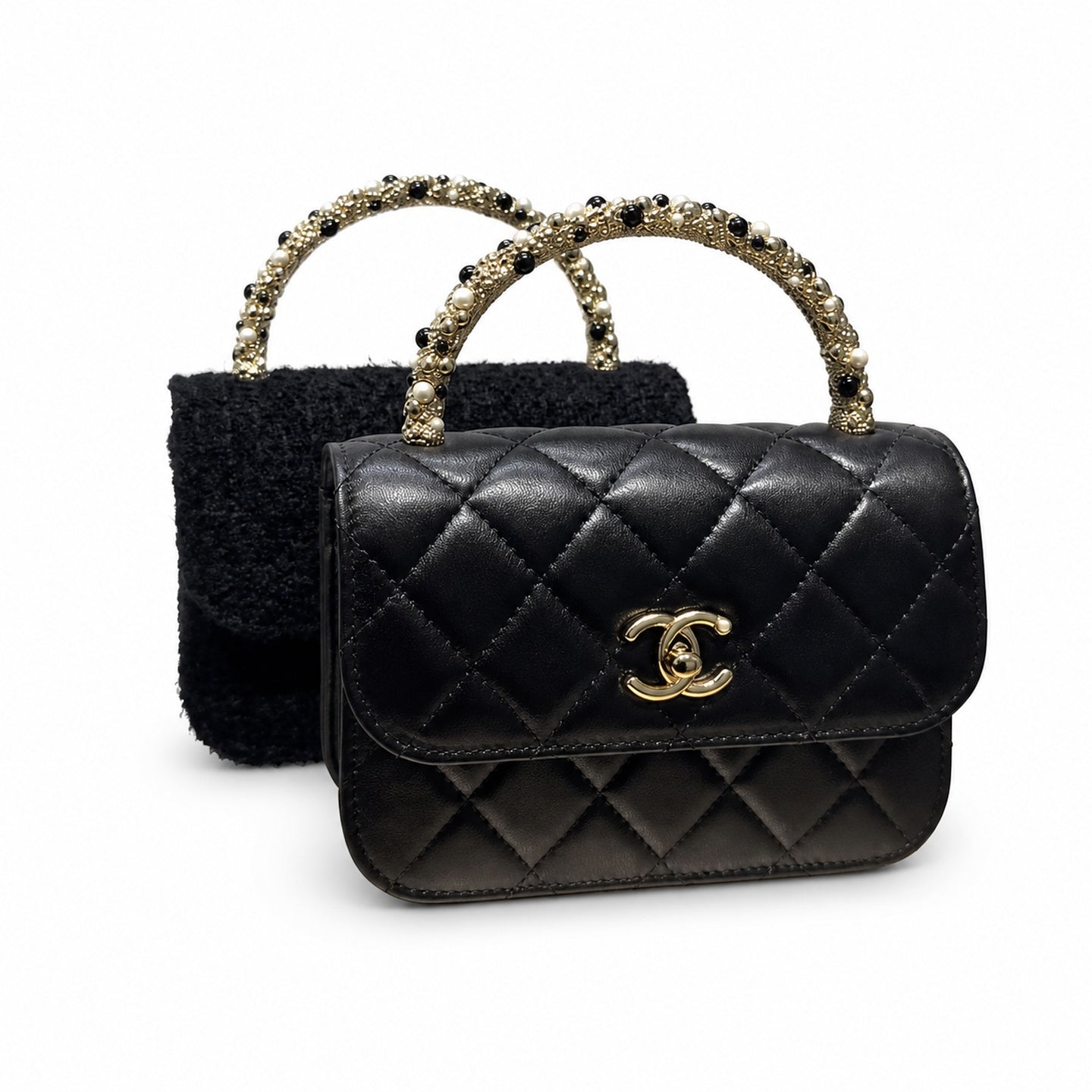 Chanel Small Leather Black Silver Bag