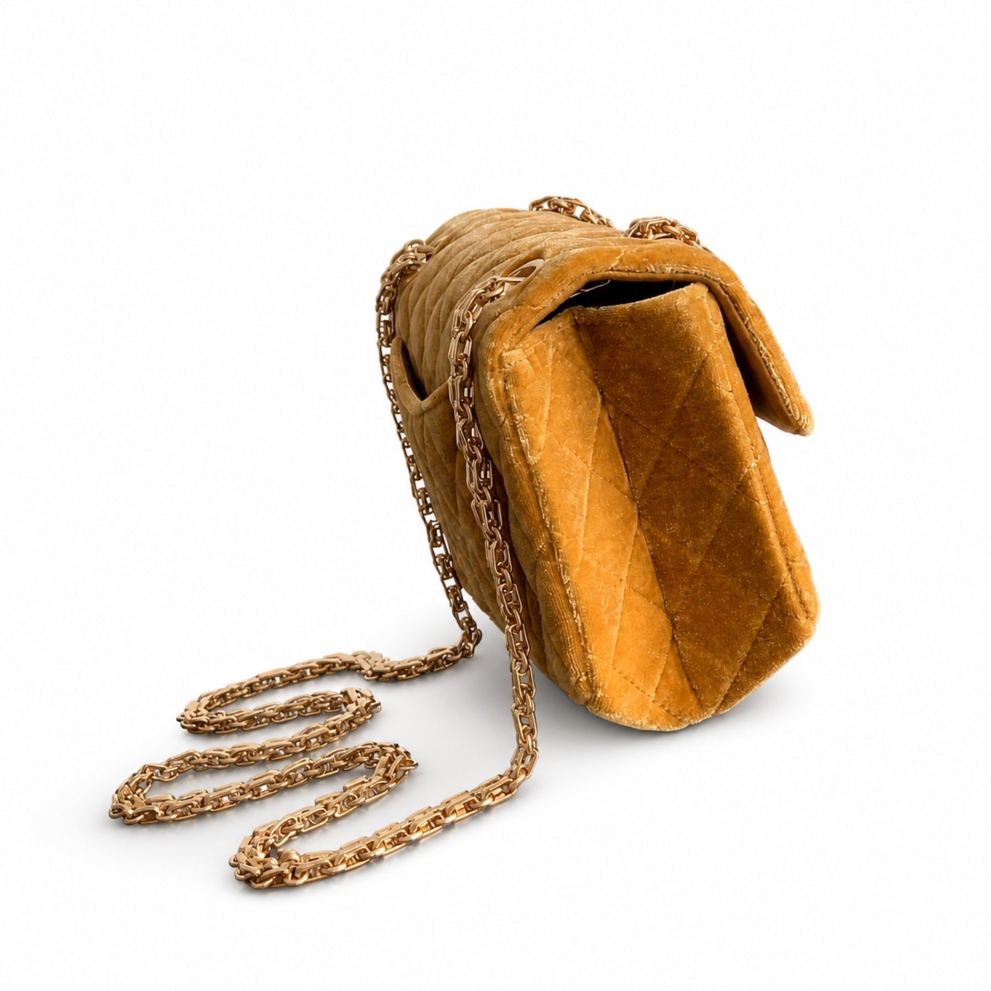 Chanel Mini Silk Velvet Tweed Leather Black Yellow Gold Charm