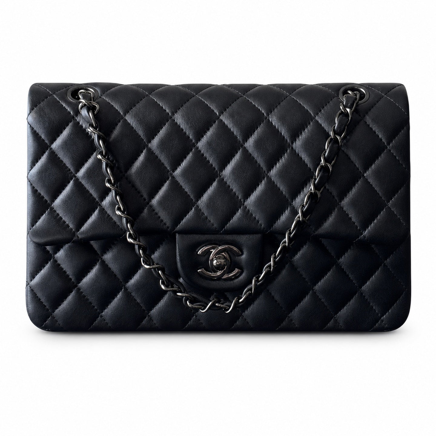 Chanel 2.55 Leather White Gold Charm
