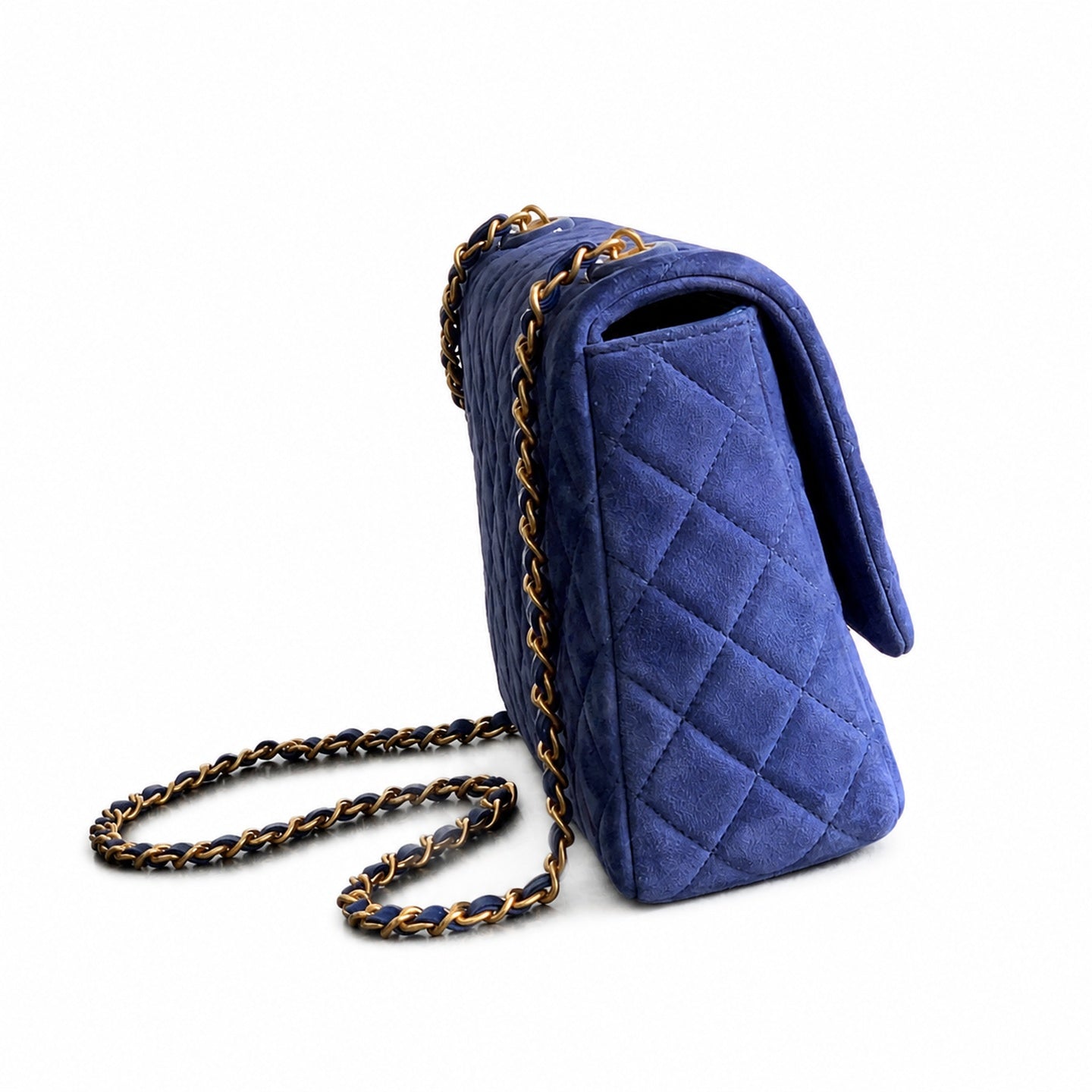 Chanel Suede Patent Leather Blue Handbag