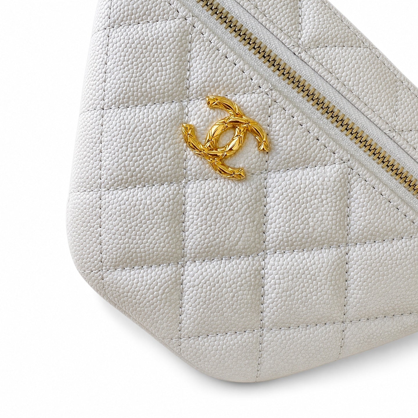 Chanel Small Leather White Gold Bag