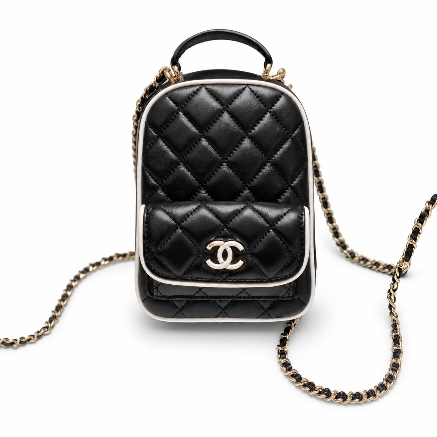 Chanel Mini Leather Black White Bag