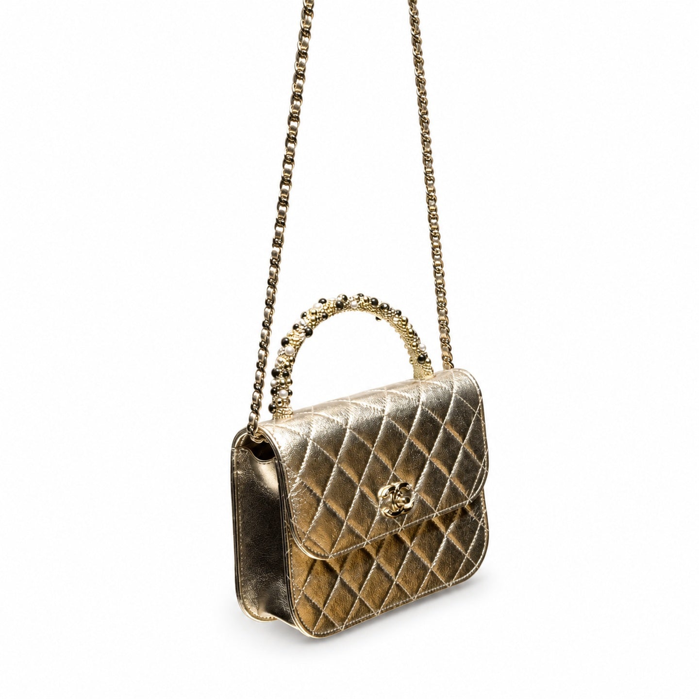 Chanel Mini Leather Black Gold Chain Bag