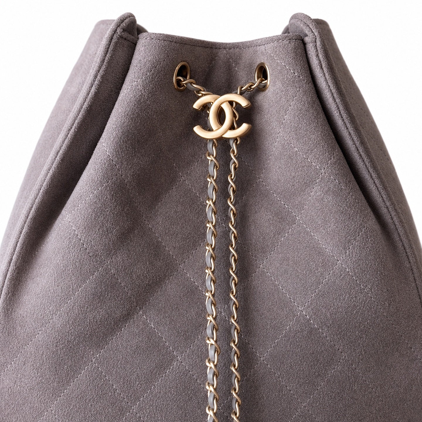 Chanel Small Suede Leather Black Gold Shopping Bag
