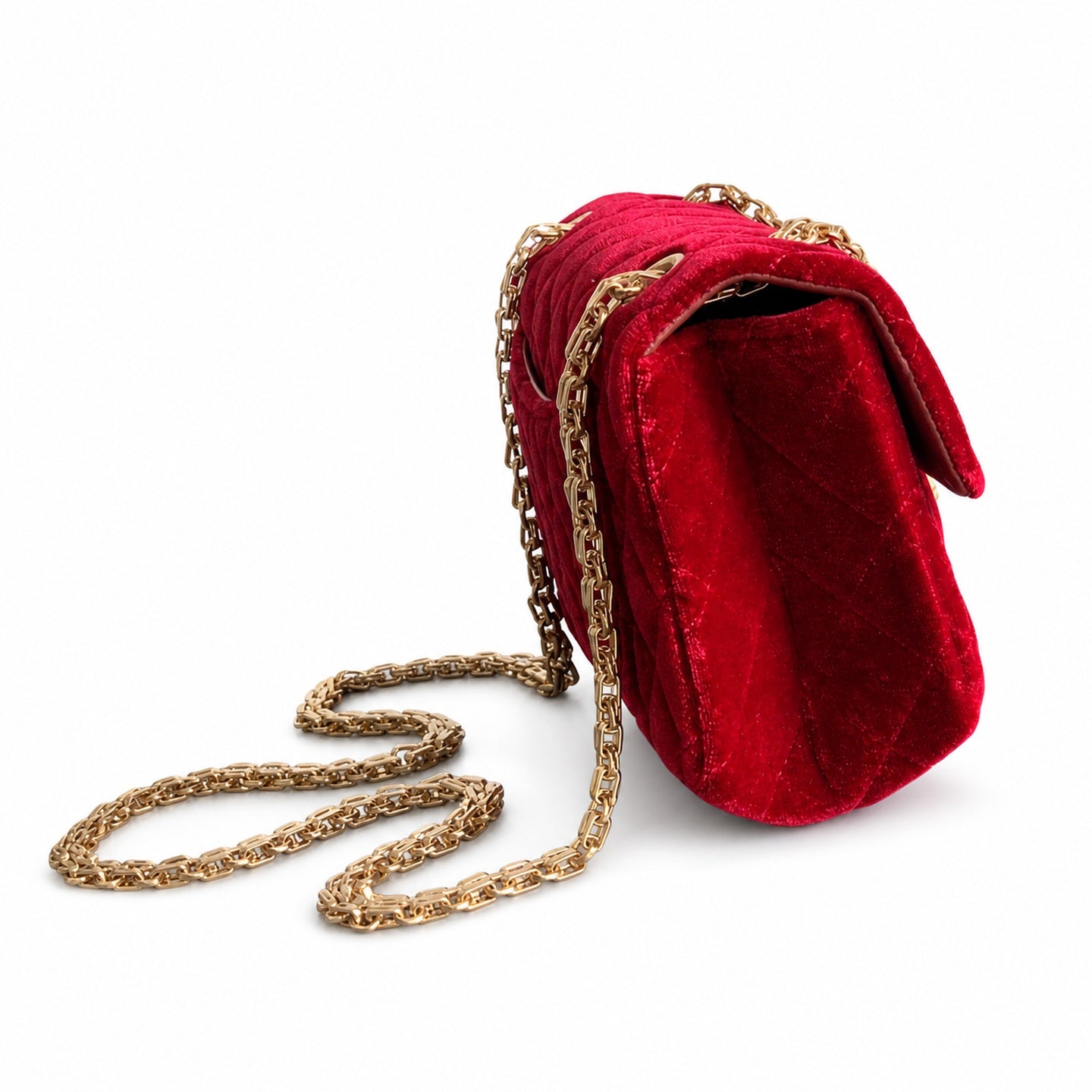 Chanel Mini Silk Velvet Tweed Leather Black Red Gold Charm