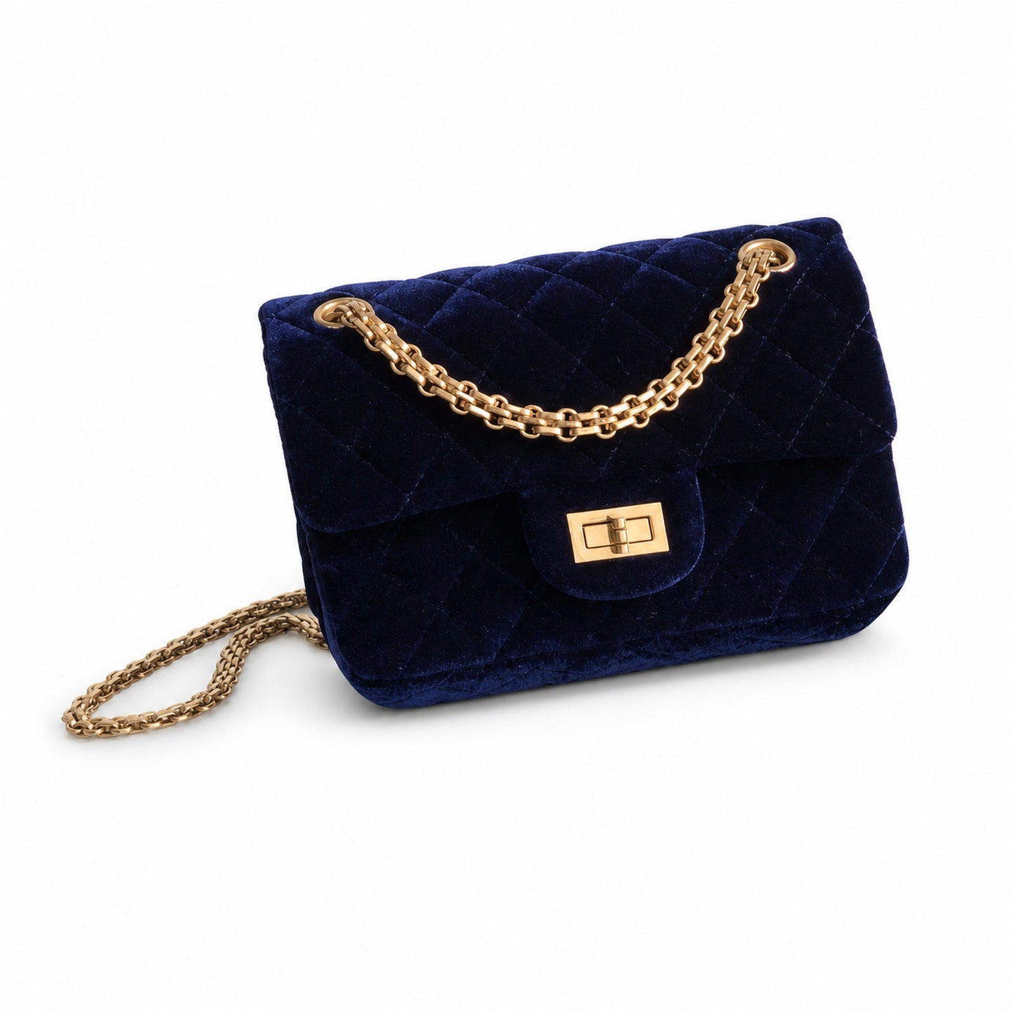 Chanel Mini Silk Velvet Tweed Leather Black Purple Gold Charm