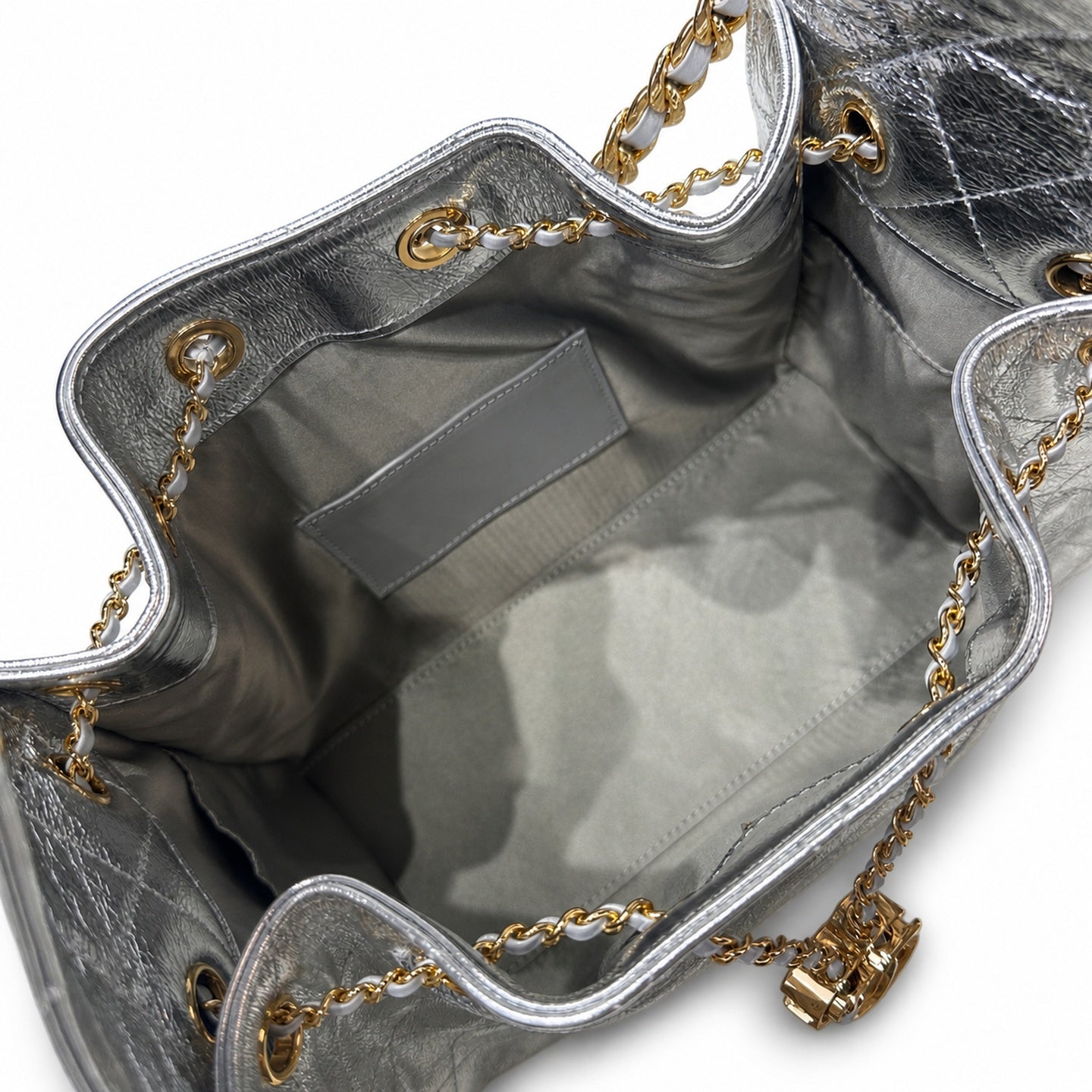 Chanel Small Leather Black Gold Silver Bag