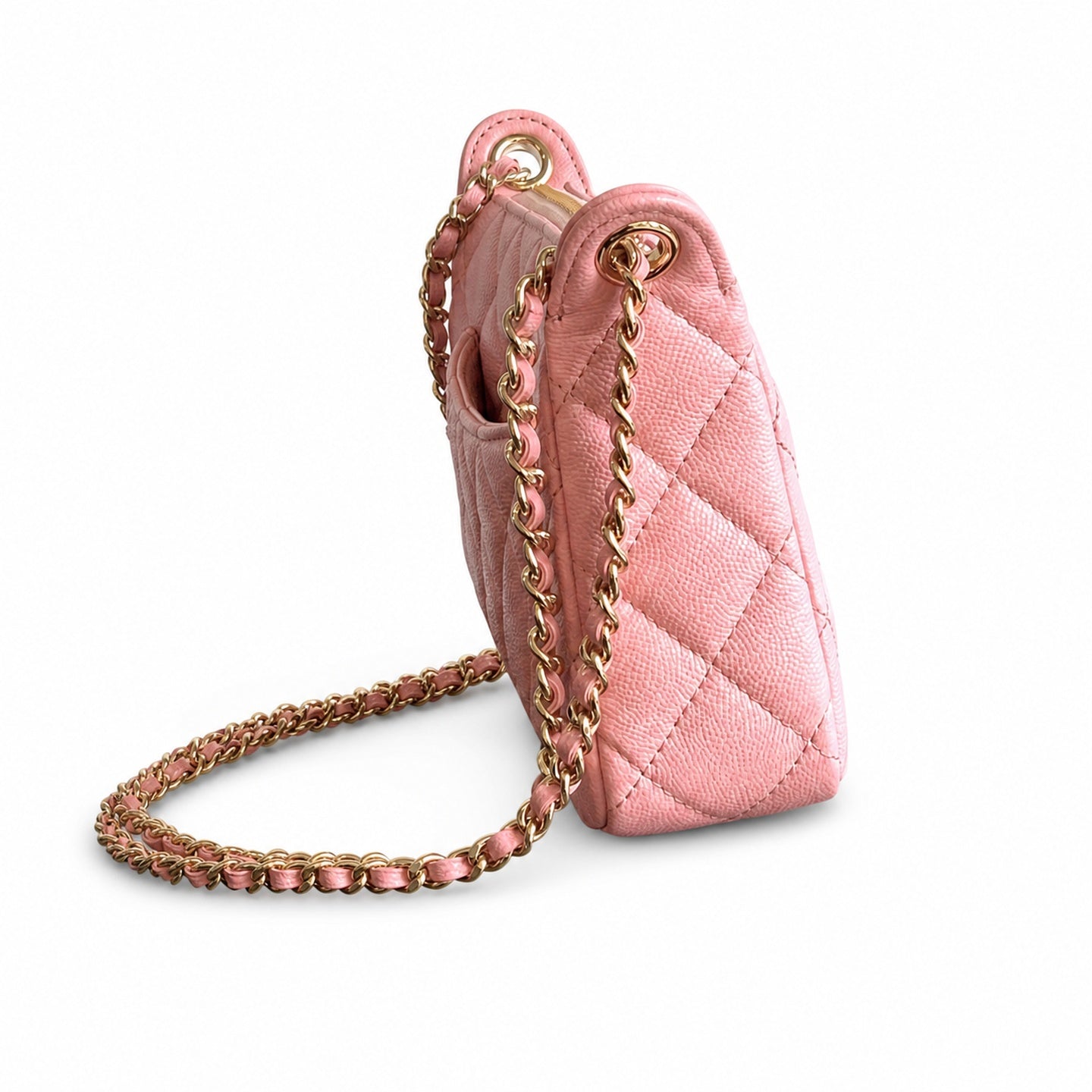 Chanel Small Leather Pink Silver Bag