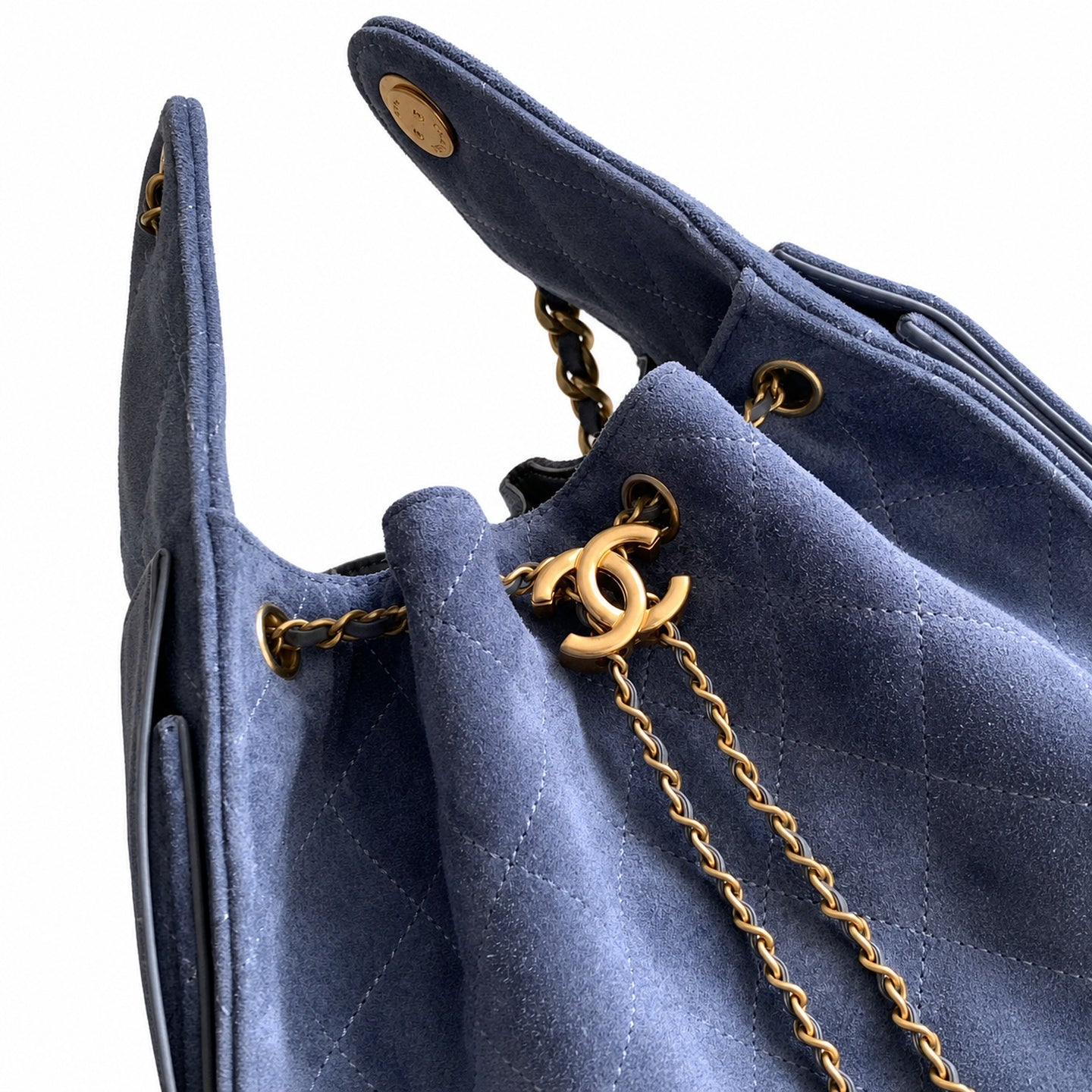 Chanel 25 Small Suede Black Gold Bag