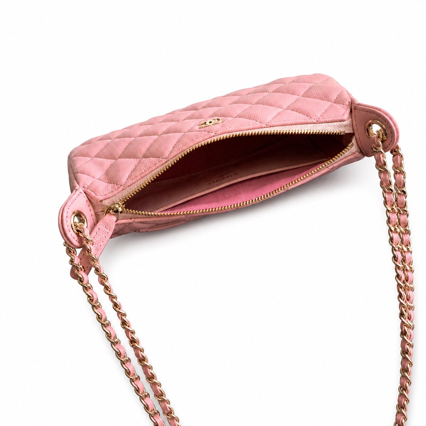 Chanel Small Leather Pink Silver Bag
