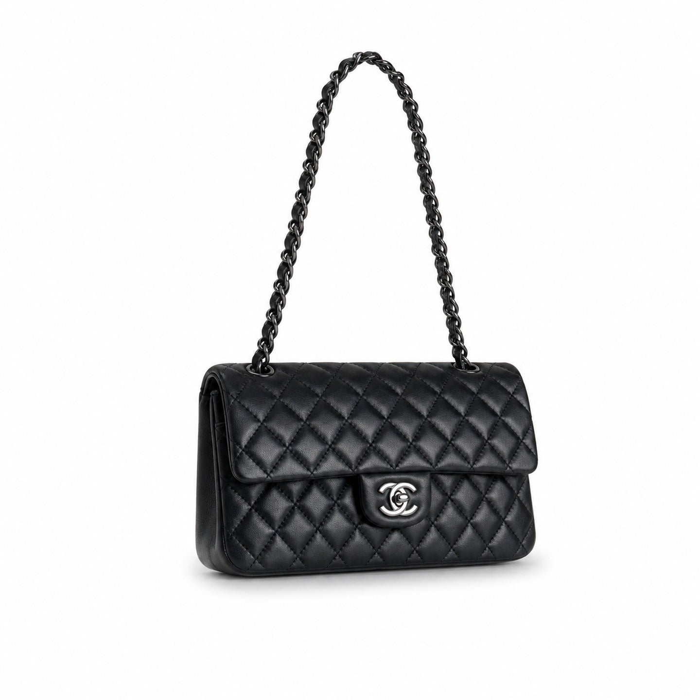 Chanel 2.55 Leather White Gold Charm