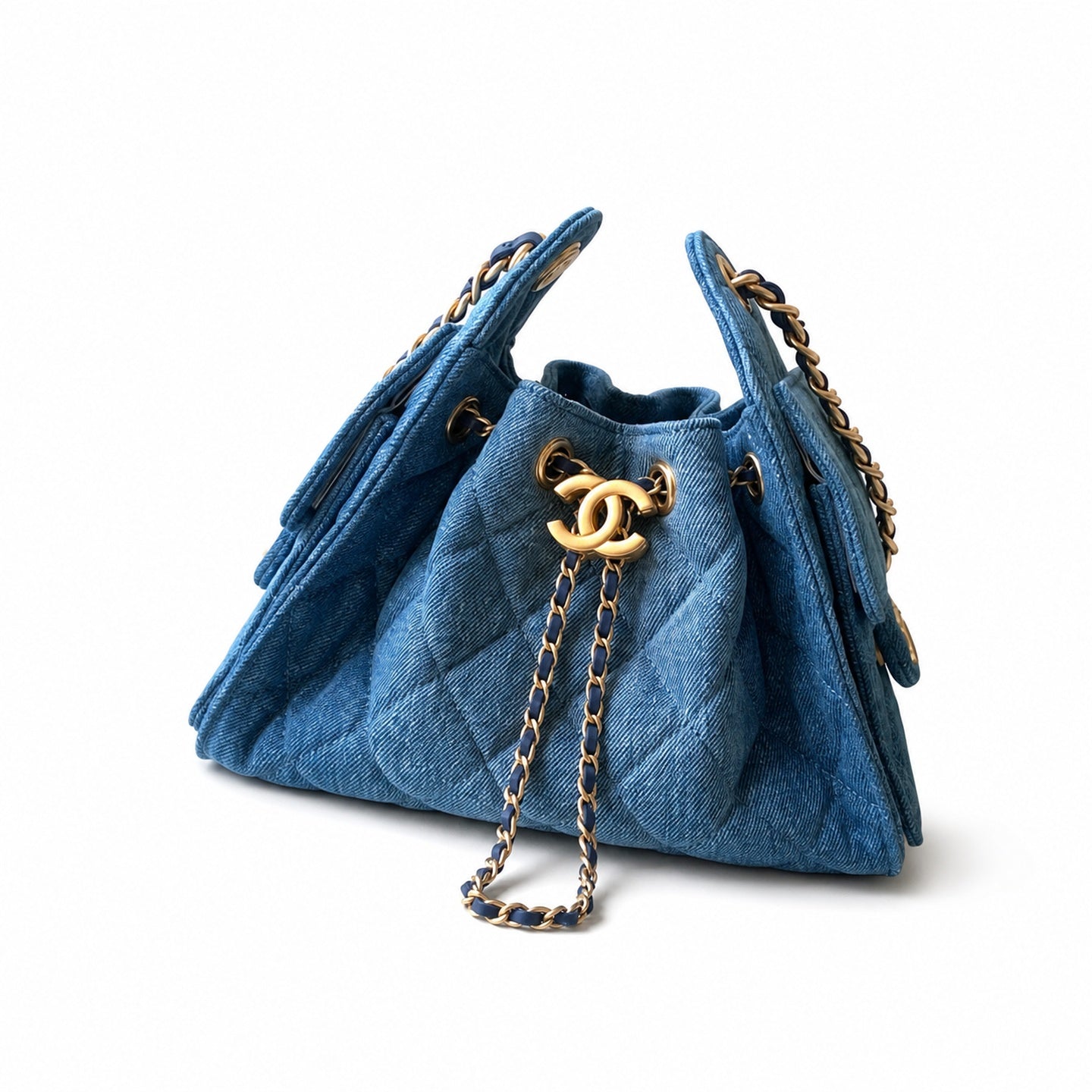 Chanel Mini Denim Leather Blue Gold Bag