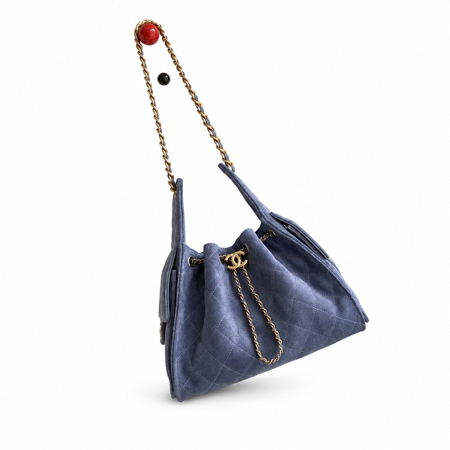 Chanel 25 Small Suede Black Gold Bag