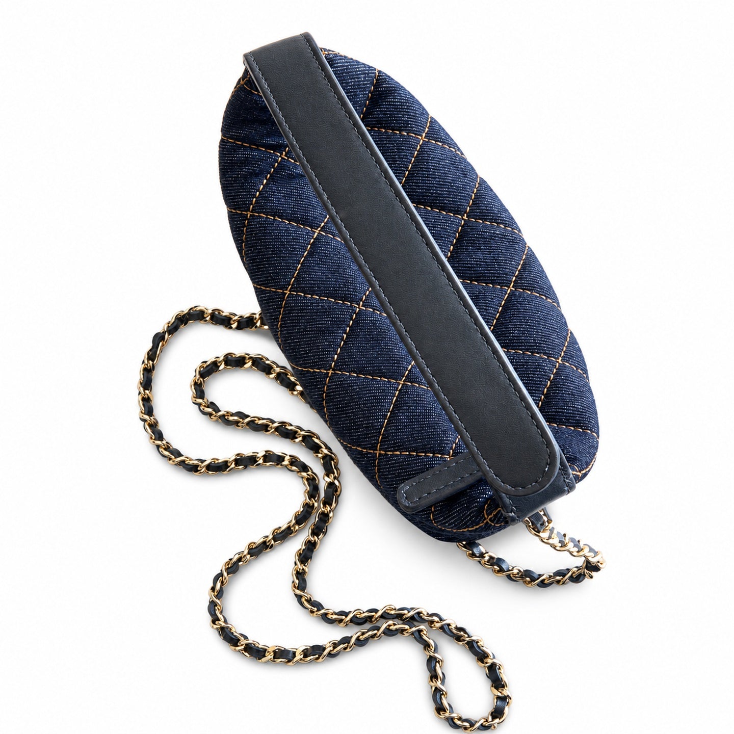 Chanel Small Denim Leather Black Gold Bag