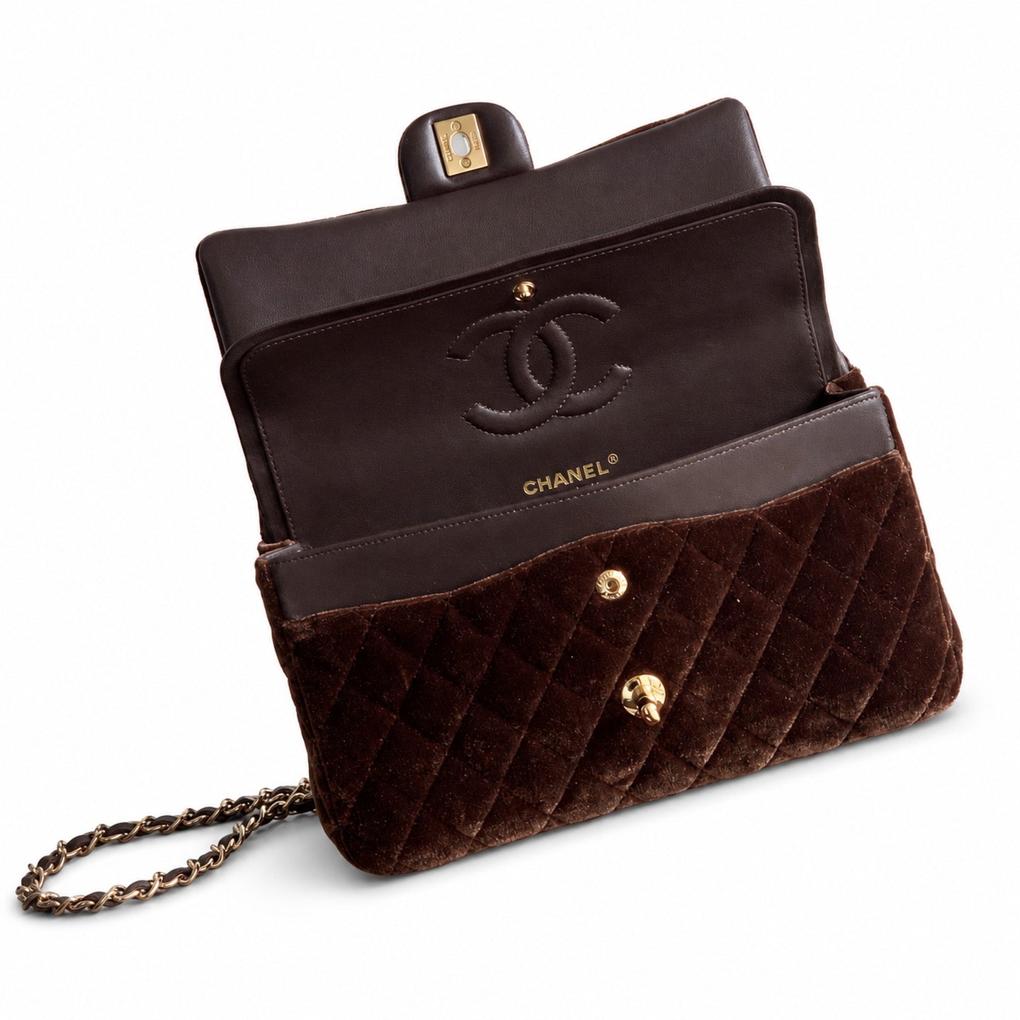 Chanel Velvet Brown Blue Purple Bag