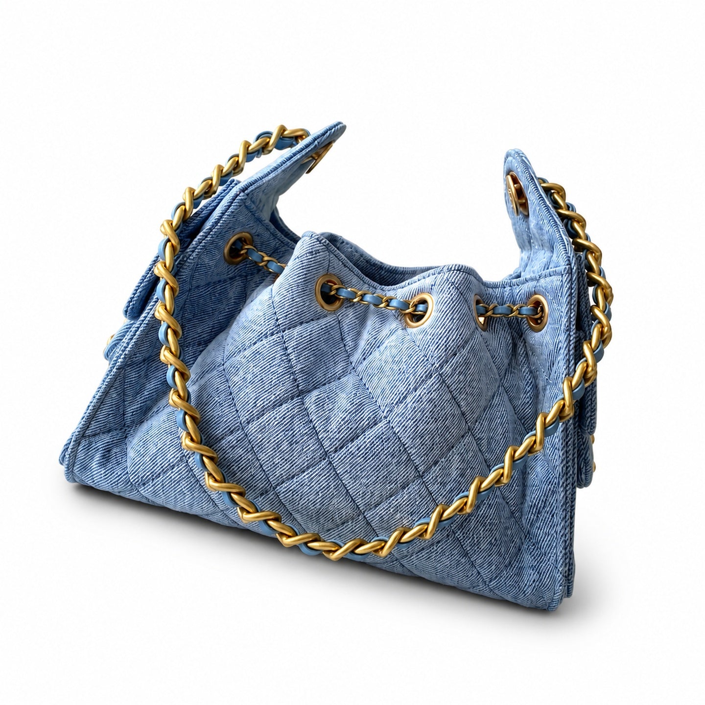 Chanel Mini Denim Leather Gold Bag
