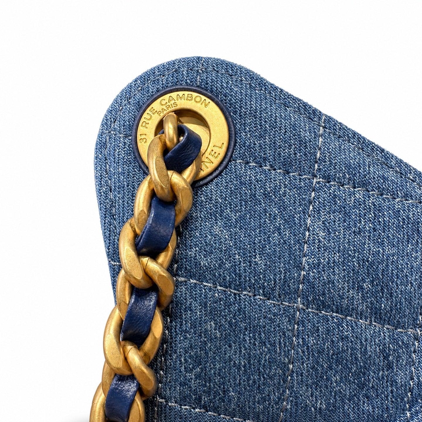 Chanel Small Denim Black Blue Gold Bag