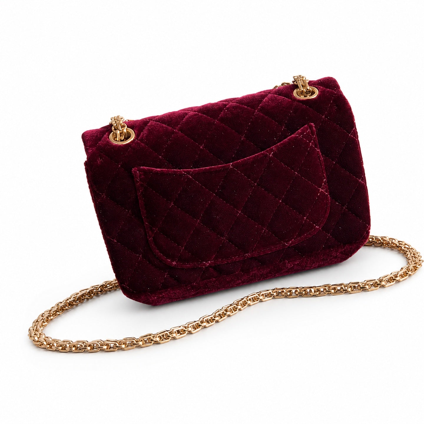 Chanel Mini Silk Velvet Tweed Leather Black Gold Burgundy Charm