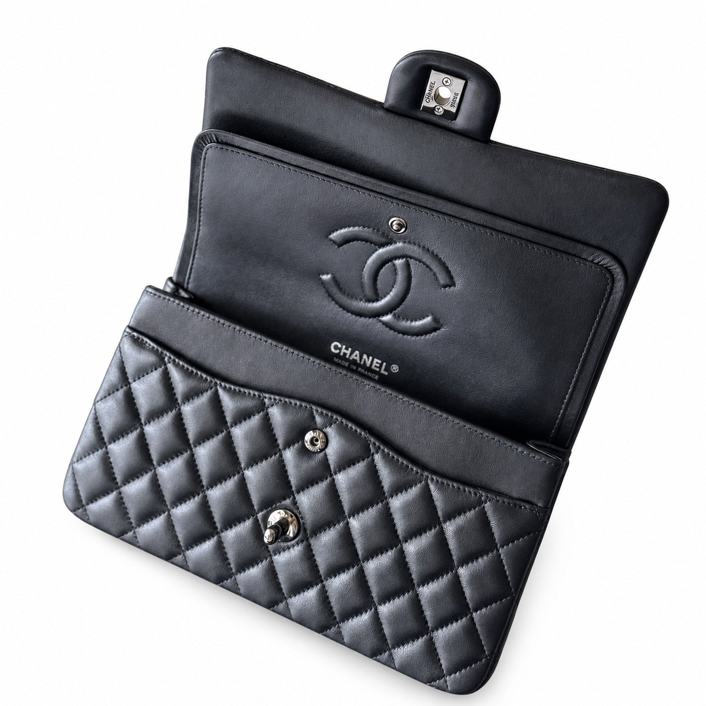 Chanel 2.55 Leather White Gold Charm