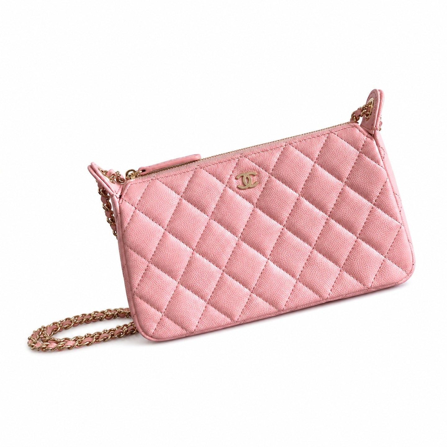 Chanel Small Leather Pink Silver Bag