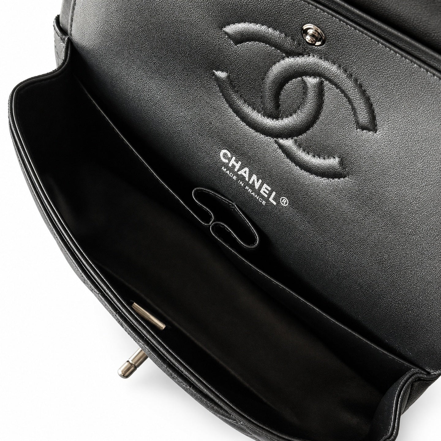 Chanel 2.55 Leather White Gold Charm