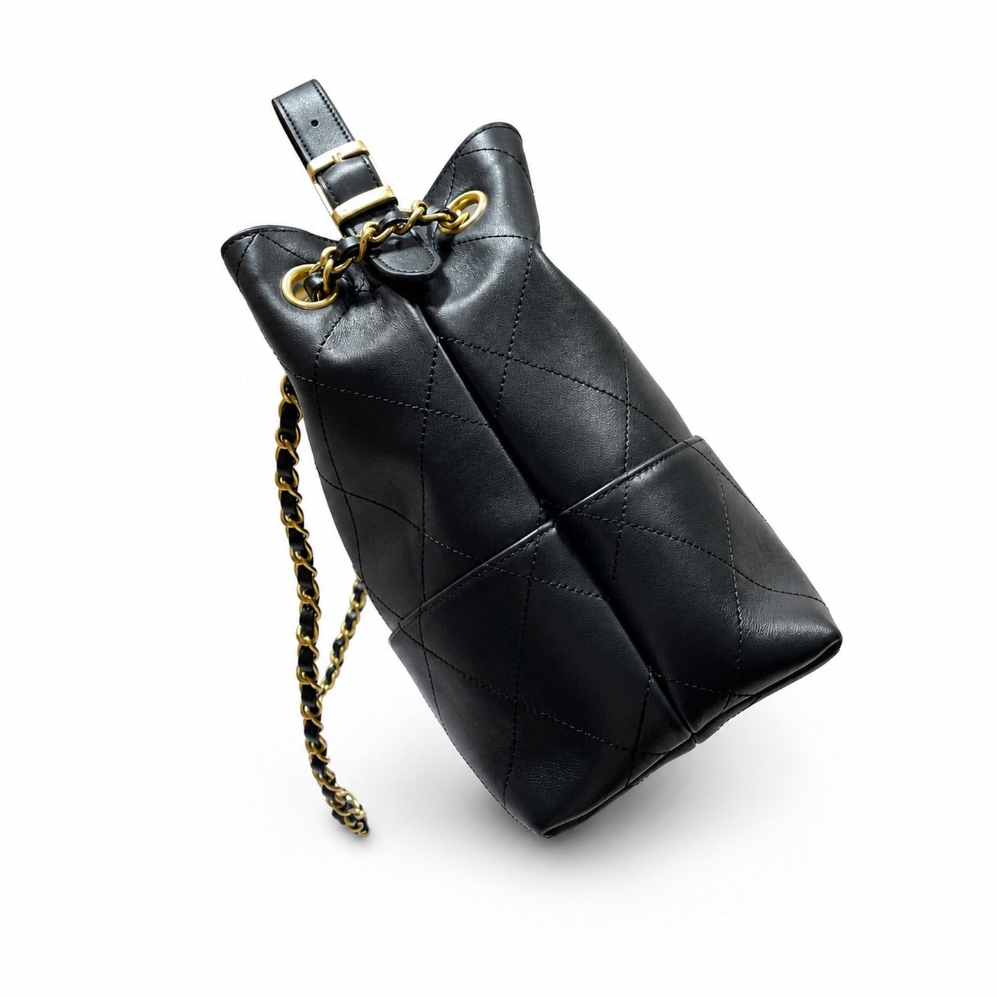 Chanel Suede Leather Black Gold Tote Bag