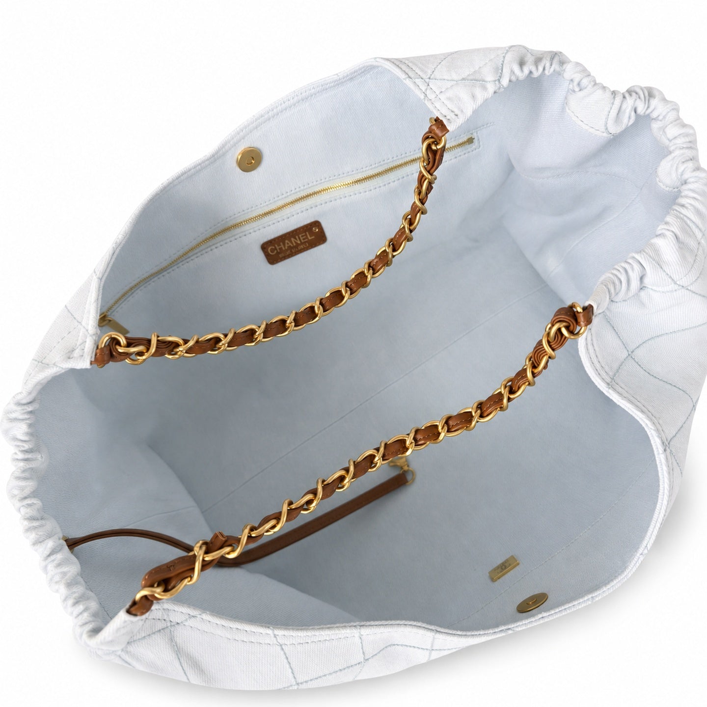 Chanel Large Canvas White Blue Bag