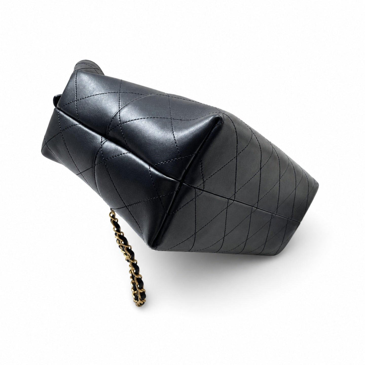 Chanel Suede Leather Black Gold Tote Bag