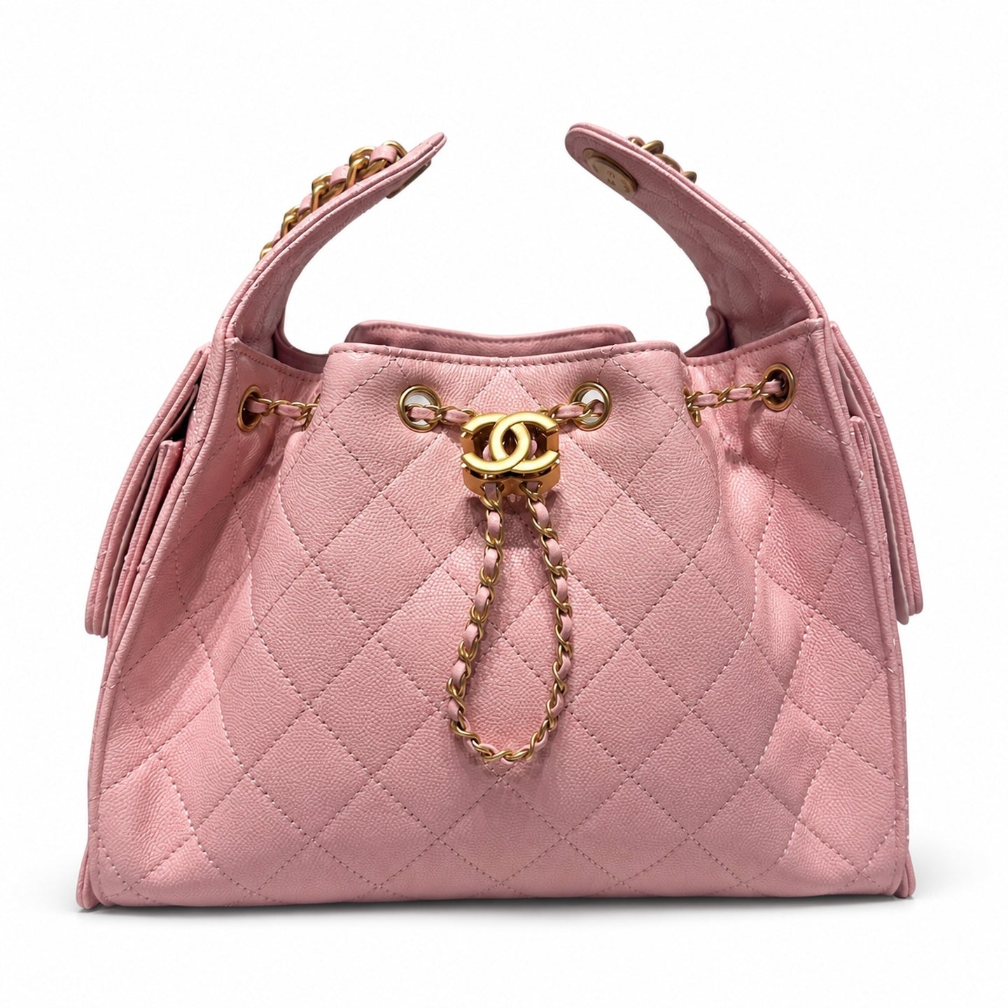 Chanel Small Leather Black Pink Gold Bag