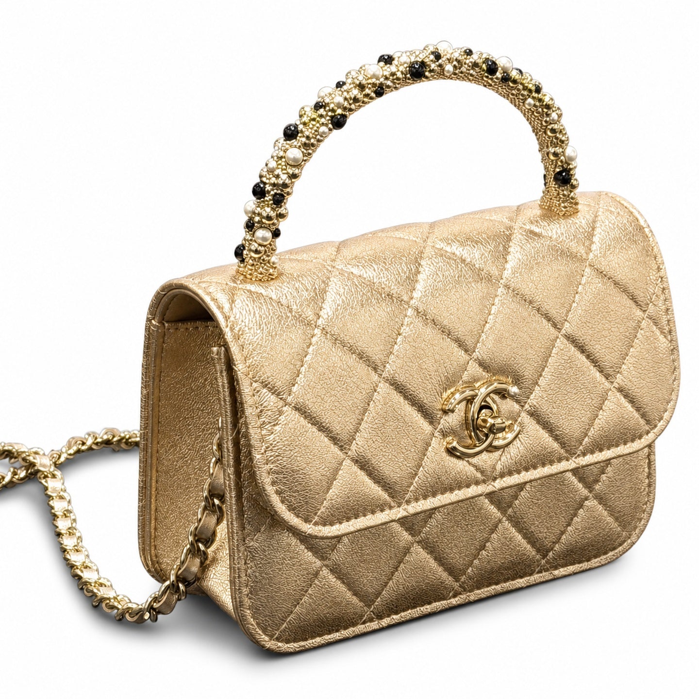 Chanel Mini Leather Black Gold Chain Bag
