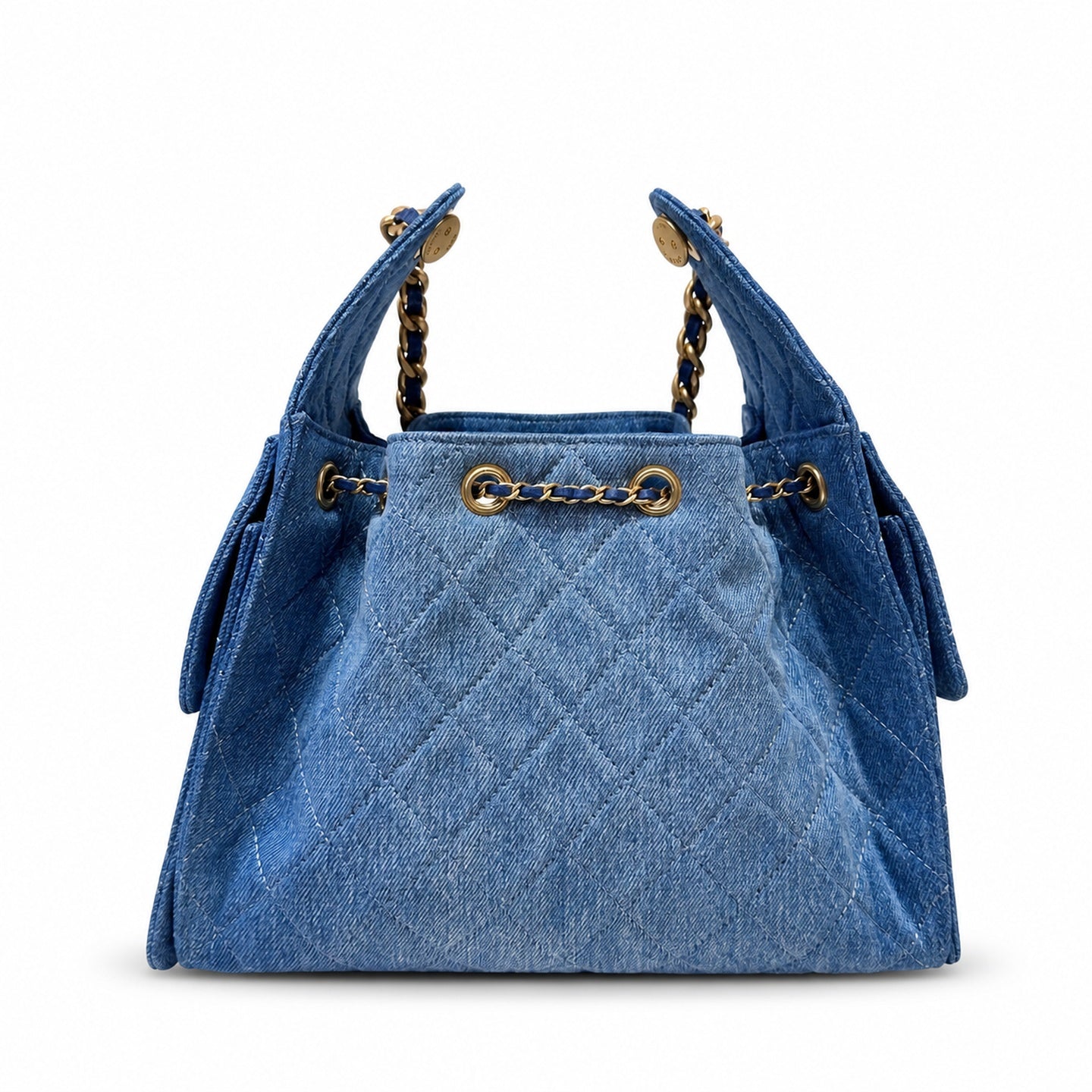 Chanel Small Denim Black Blue Gold Bag