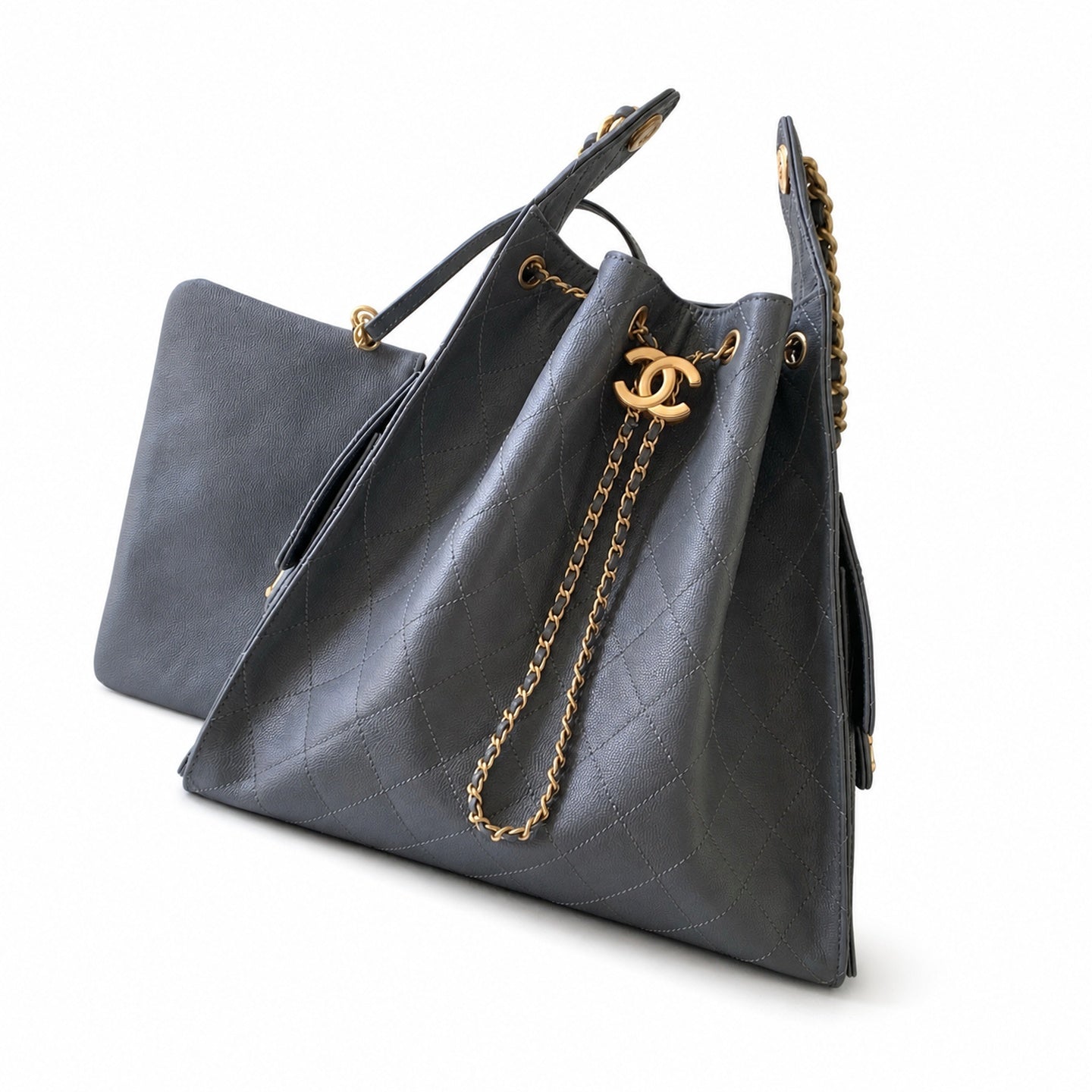 Chanel Medium Leather Black Gold Bag